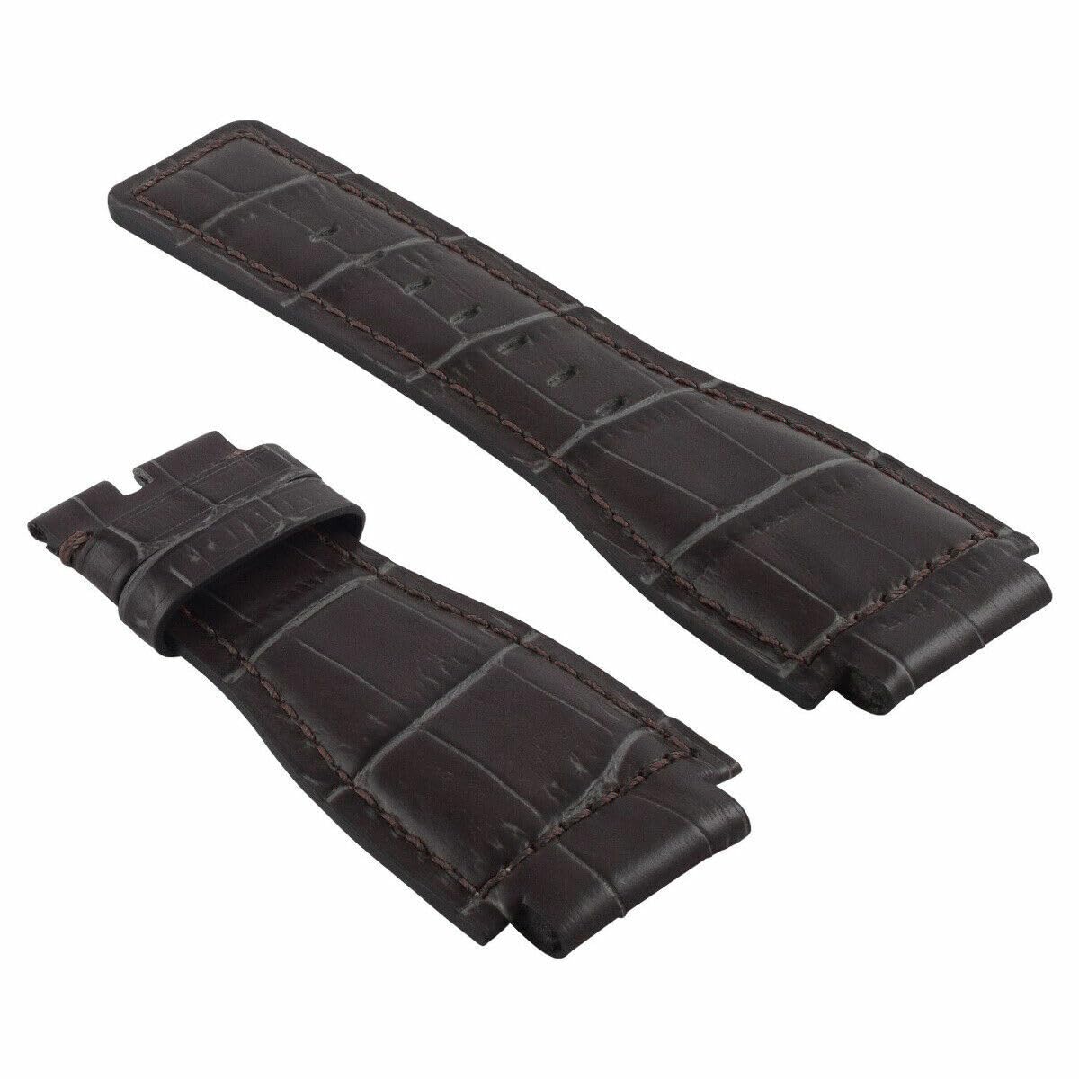 24mm Leather Watch Band for Bell & Ross BR-01/BR-03 - Gray Strap for Business & Casual Wear