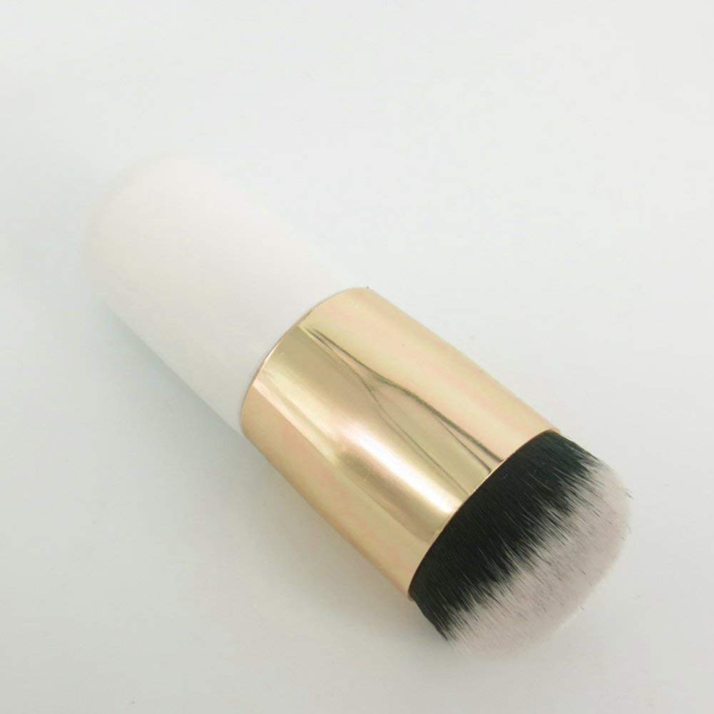 Allin Exporters Chubby Pier Foundation Makeup Brush - Synthetic Fiber BB Cream Concealer & Powder Brush Set - Soft Cosmetic Face Brush for Flawless Makeup Application (Golden/White) - Perfect for Daily Makeup, Contouring & Professional Makeup Artist Kit