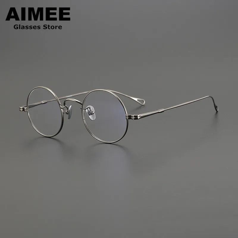 Aimee Unisex Full Rim Small Round Titanium Eyeglasses 50405 - Lightweight & Durable Frame for Men & Women - Perfect for Reading, Work & Everyday Use