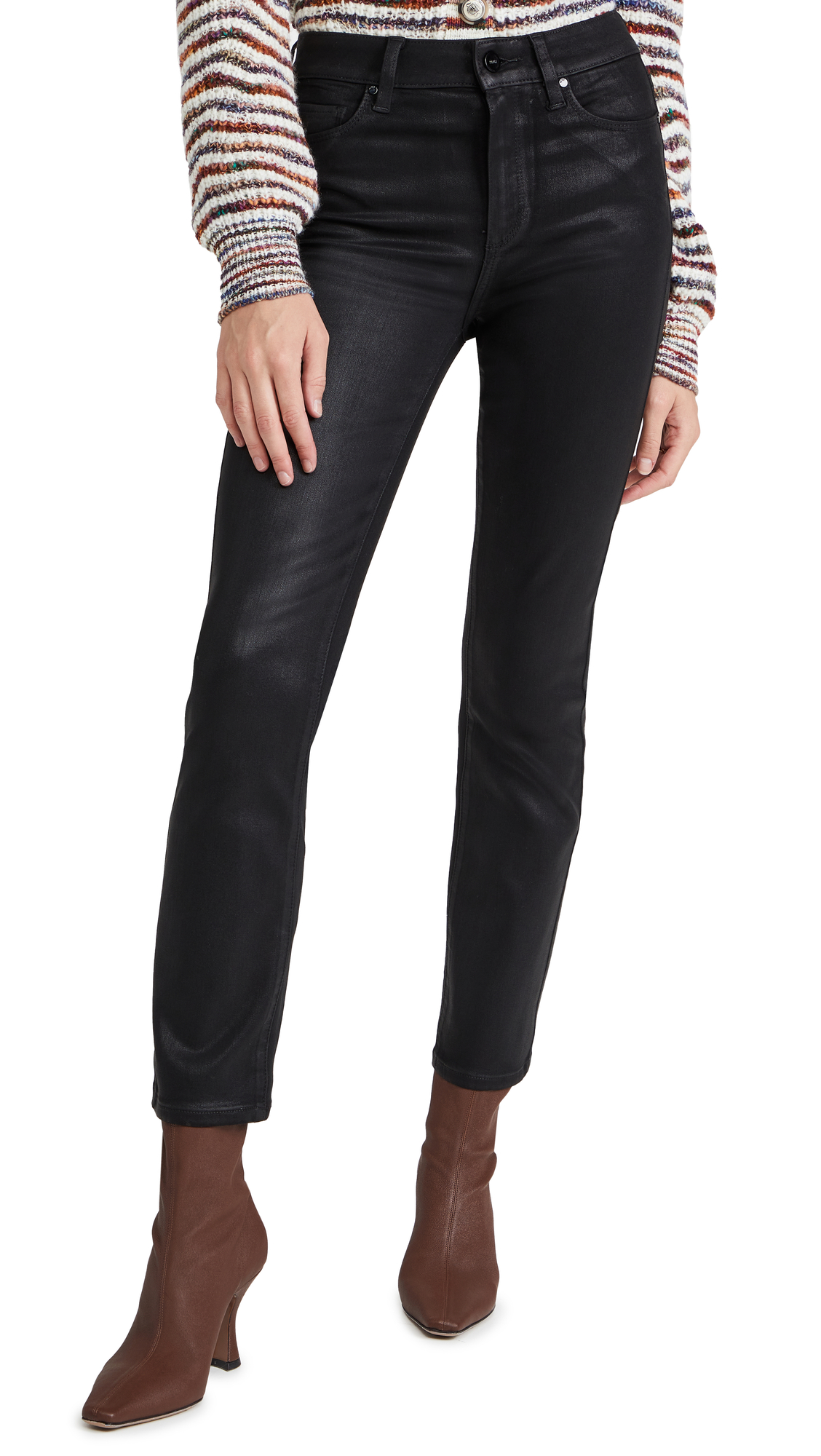 PAIGE Women's Cindy Luxe Coating Jeans - High Waist Stretch Denim Pants for Casual & Night Out | Perfect for Date Nights, Office Wear & Weekend Outfits