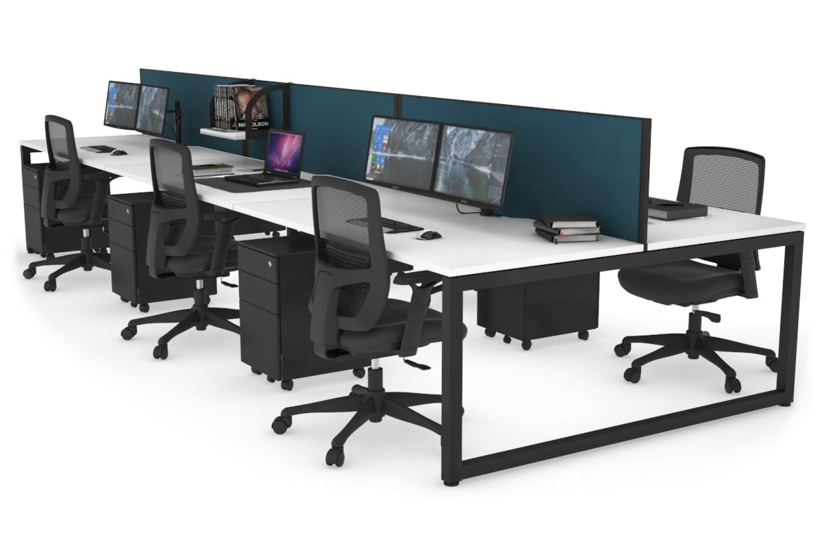 Quadro Loop Legs 6-Person Office Workstation - 1400L x 800W with Cable Management - Perfect for Open Office Layouts & Collaborative Workspaces
