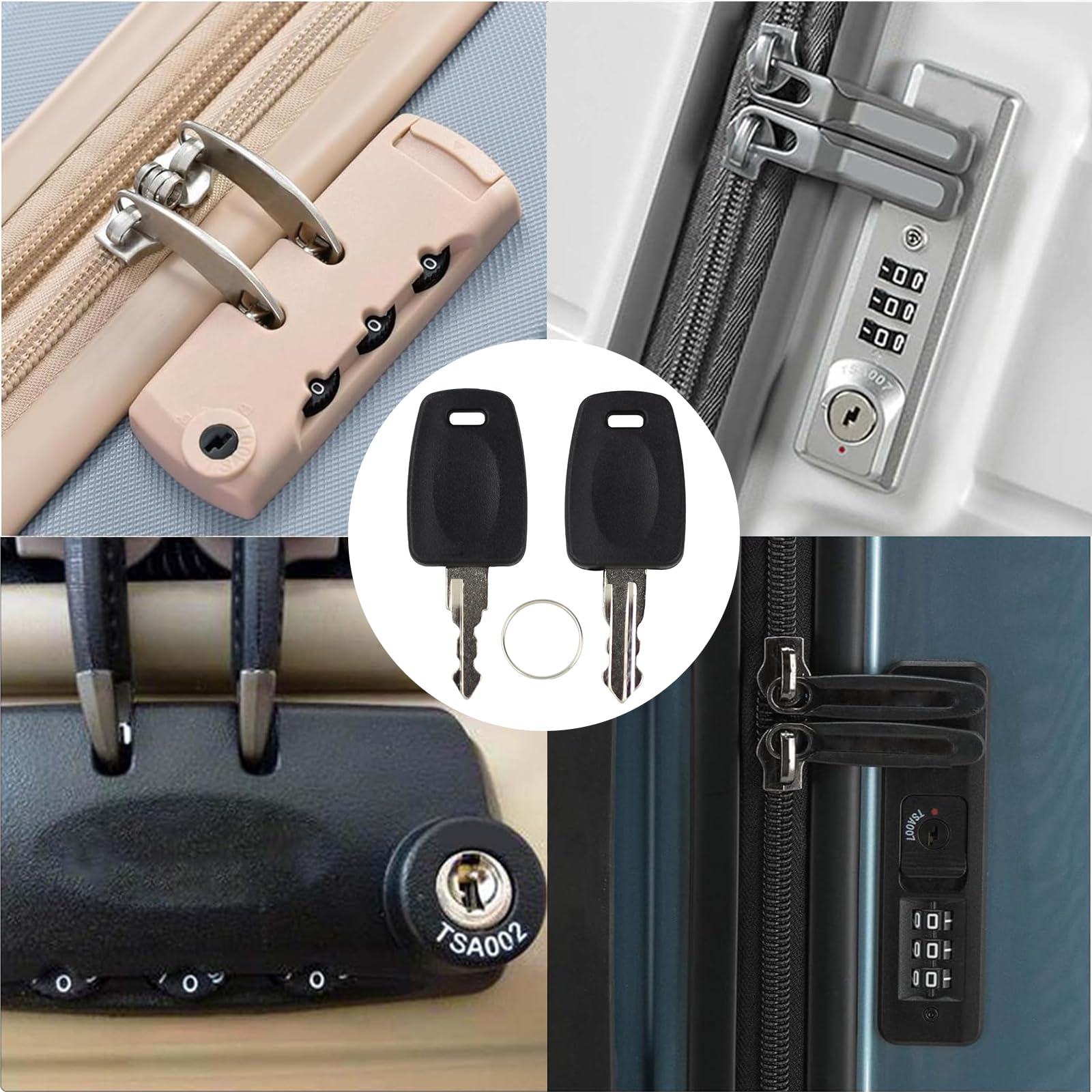 TSA007 & TSA002 Universal Luggage Lock Keys Set with 2 Key Rings - Master Key for Forgotten TSA Lock Combinations - Travel Security Solution for Suitcases, Backpacks & Carry-On Bags