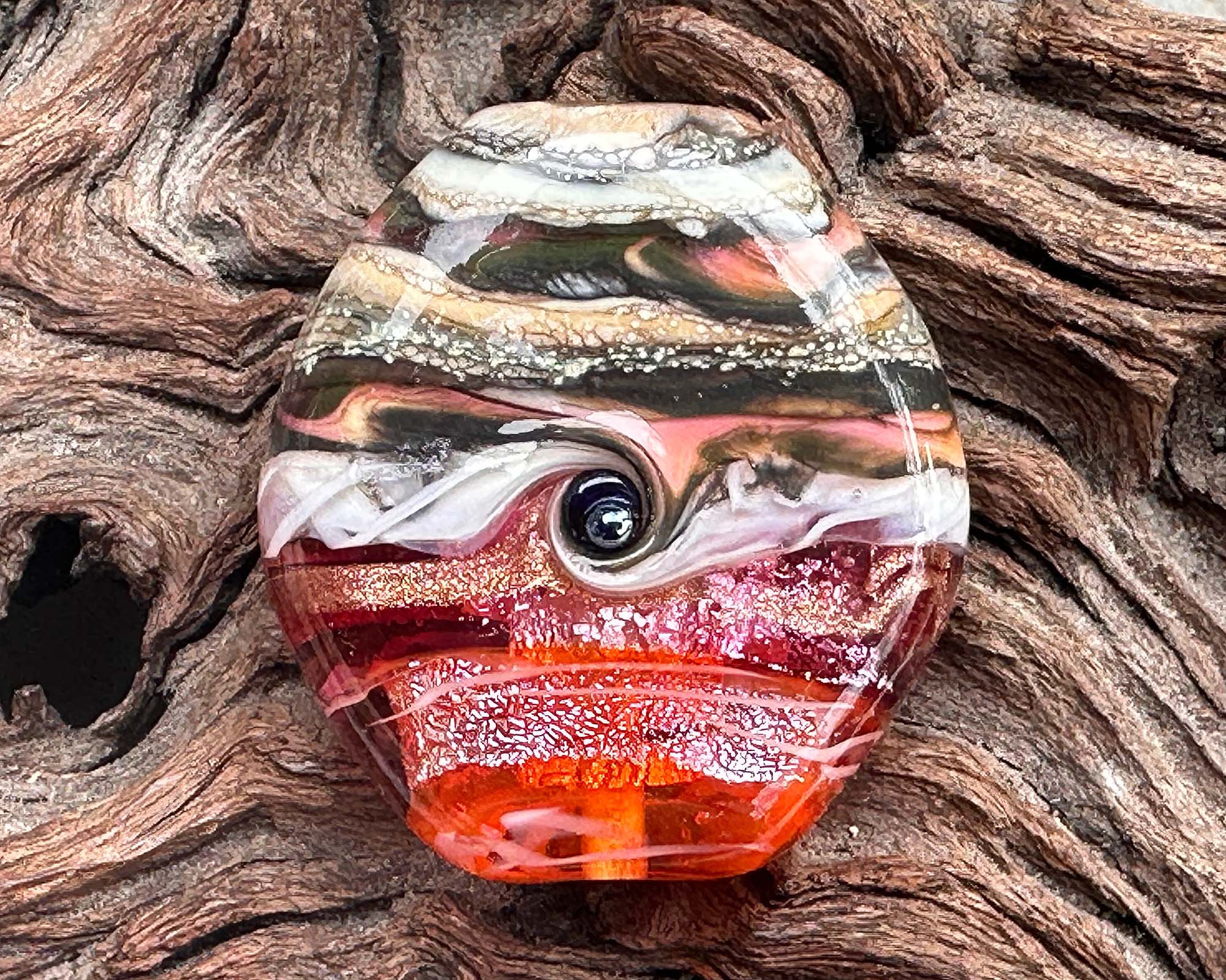 Handmade Sunset Organic Lampwork Glass Focal Bead SRA - Perfect for Jewelry Making, DIY Crafts & Beading Projects