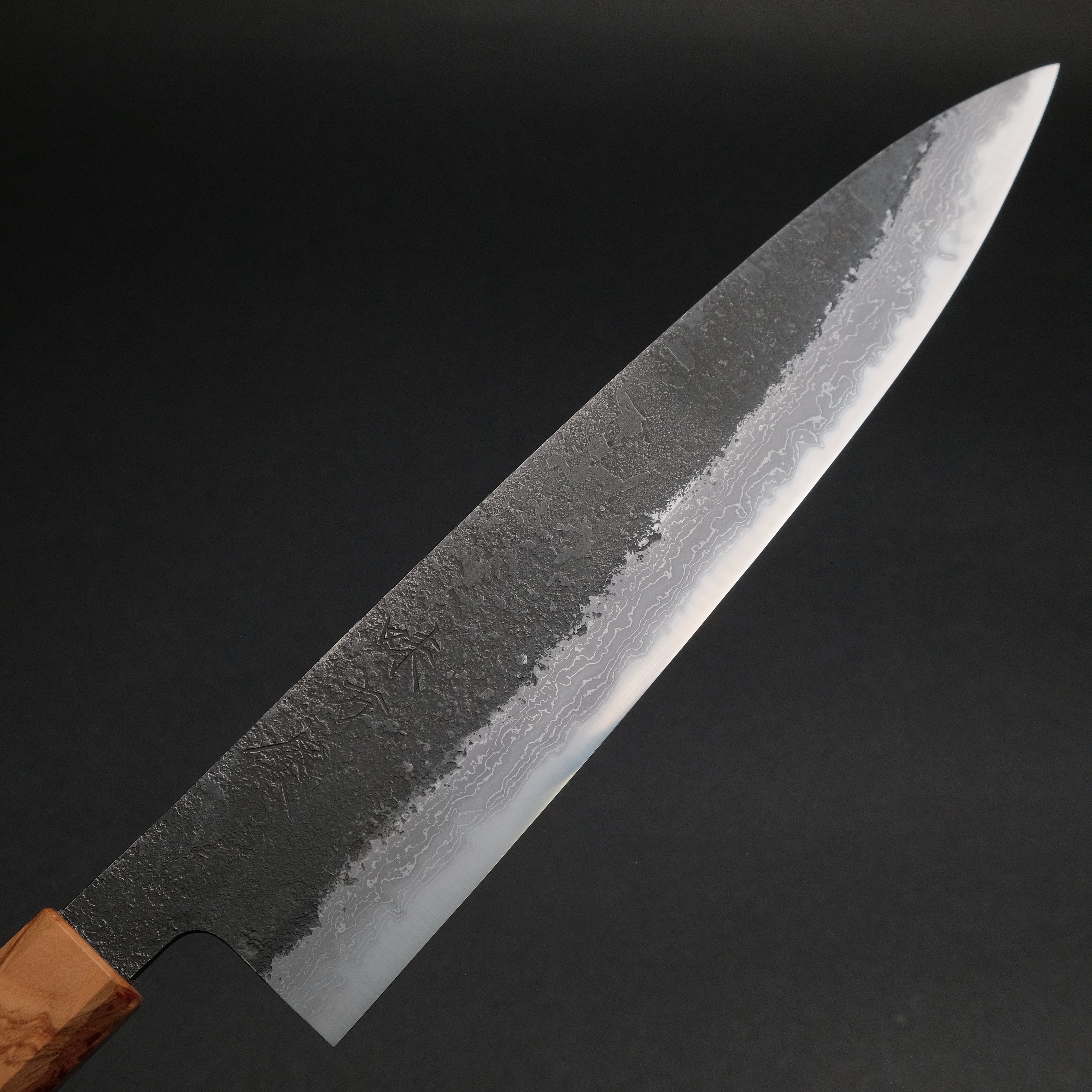 Premium Ajikataya White #2 Nashiji Damascus Gyuto 240mm Japanese Chef Knife with Olive/TQPRV Handle (#43) - Perfect for Sushi, Meat Slicing & Professional Kitchen Use