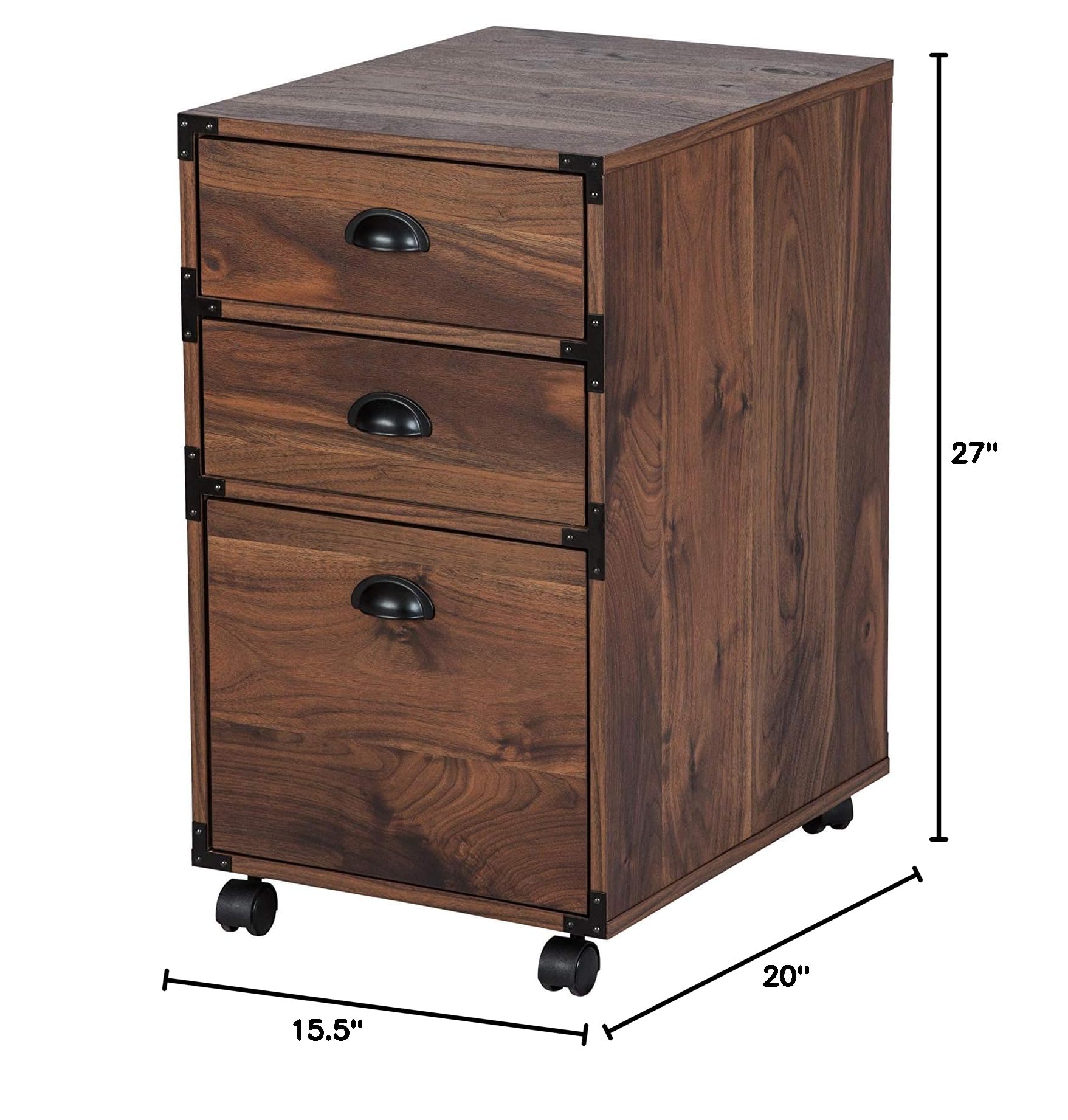 3-Drawer Mobile File Cabinet - Rolling Lateral File Storage Organizer with Hanging Letter Holder for Home & Office Use | Compact & Space-Saving Document Organization Solution