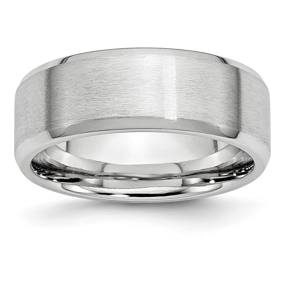 Premium 8mm Cobalt Wedding Band for Women - Satin & Polished Beveled Edge Design - Elegant Diamond2Deal Ring for Bridal, Anniversary, and Special Occasions