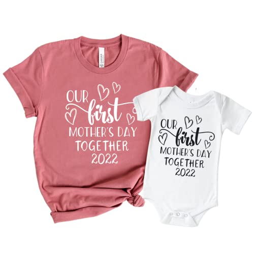 First Mother's Day Mommy and Me Matching Outfits - Cute Mother Son & Baby Girl Coordinating Sets - Perfect 1st Mother's Day Gift for New Moms (MDHEART1) | Ideal for Family Photos, Special Occasions & Cherished Mother-Child Moments
