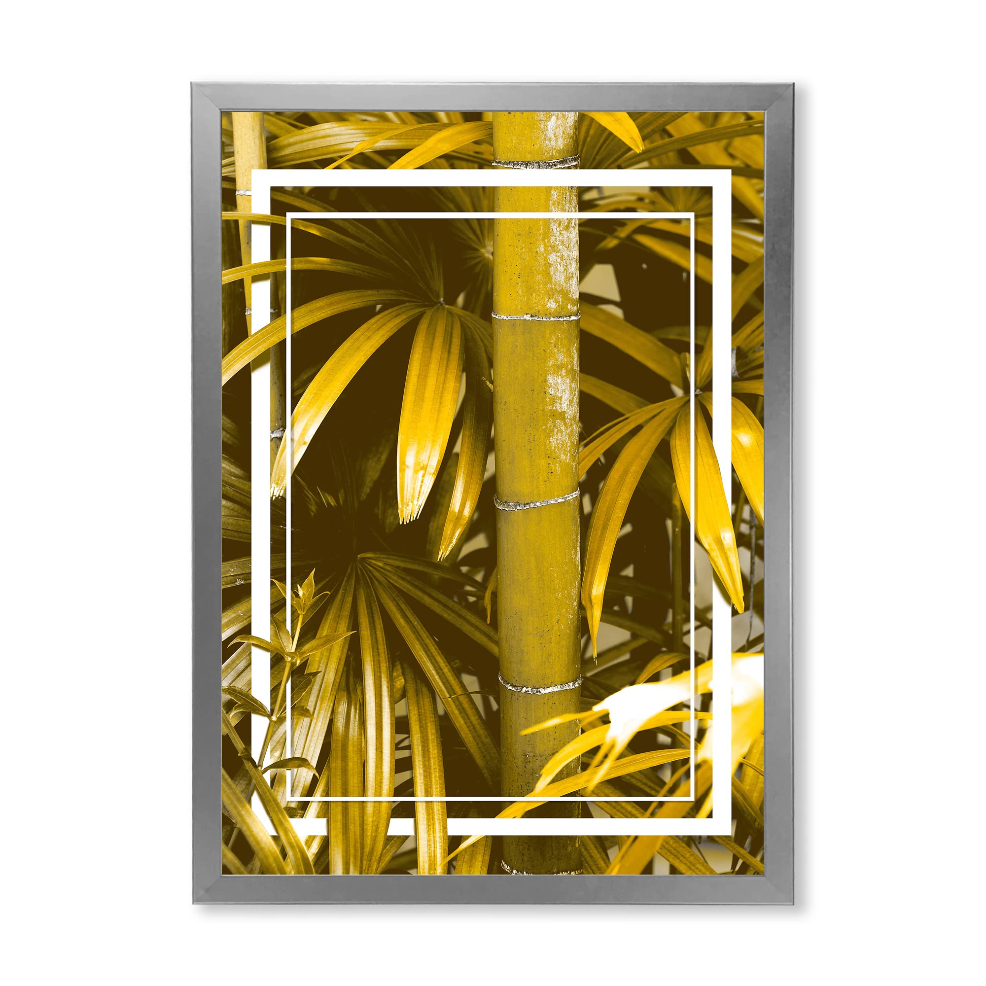 DesignQ Yellow Bamboo & Tropical Leaves Framed Wall Art - Vibrant Boho Coastal Decor for Living Room, Bedroom, Office | Nature-Inspired Tropical Wall Art for Modern & Zen Spaces | Perfect for Beach Houses, Vacation Homes, Spa, Meditation Rooms & Sunrooms | Great for Home Staging, Housewarming Gifts & Airbnb Decor | Enhance Your Tropical Style Home, Office or Vacation Rental