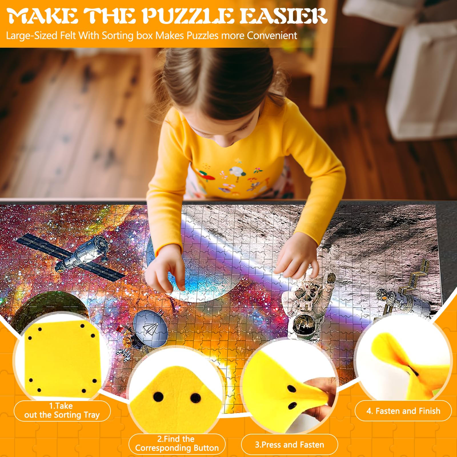 Premium Puzzle Roll Up Mat for 1000-3000 Piece Puzzles - Non-Slip Felt Puzzle Storage Mat with 6 Sorting Trays - Portable & Foldable Puzzle Saver - Perfect for Home, Travel & Puzzle Enthusiasts (Gray)