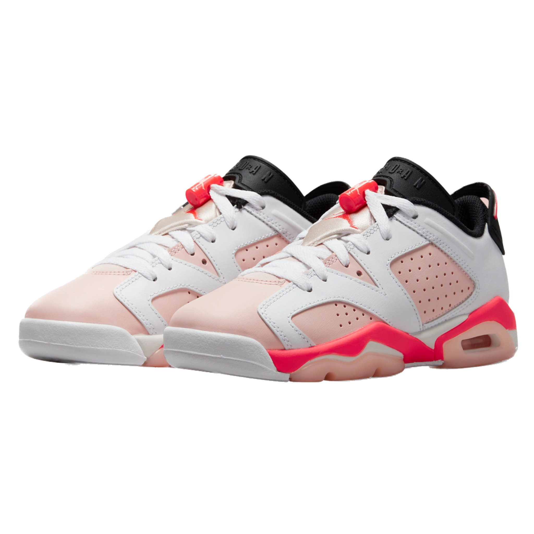 Air Jordan 6 Retro Low GS Basketball Shoes - White/Infrared/Black - Comfortable Sneakers for Girls, Kids & Teens - Perfect for Basketball, Casual Wear & Street Fashion