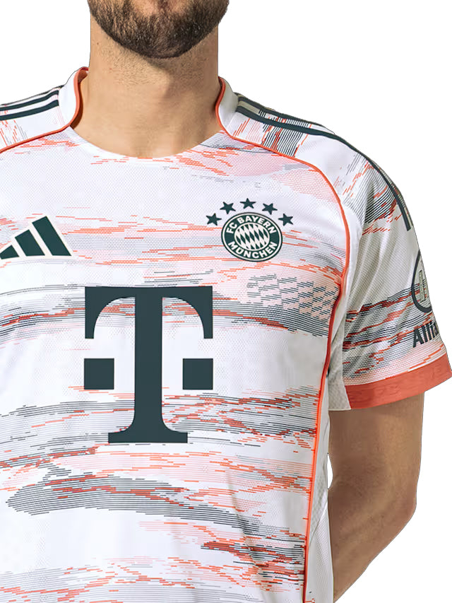 Adidas Laimer Authentic Away Jersey 25/26 with Sponsor & Meister Bundesliga Patch - White/Red Soccer Shirt for Fans & Players - Perfect for Matchdays, Training & Casual Wear