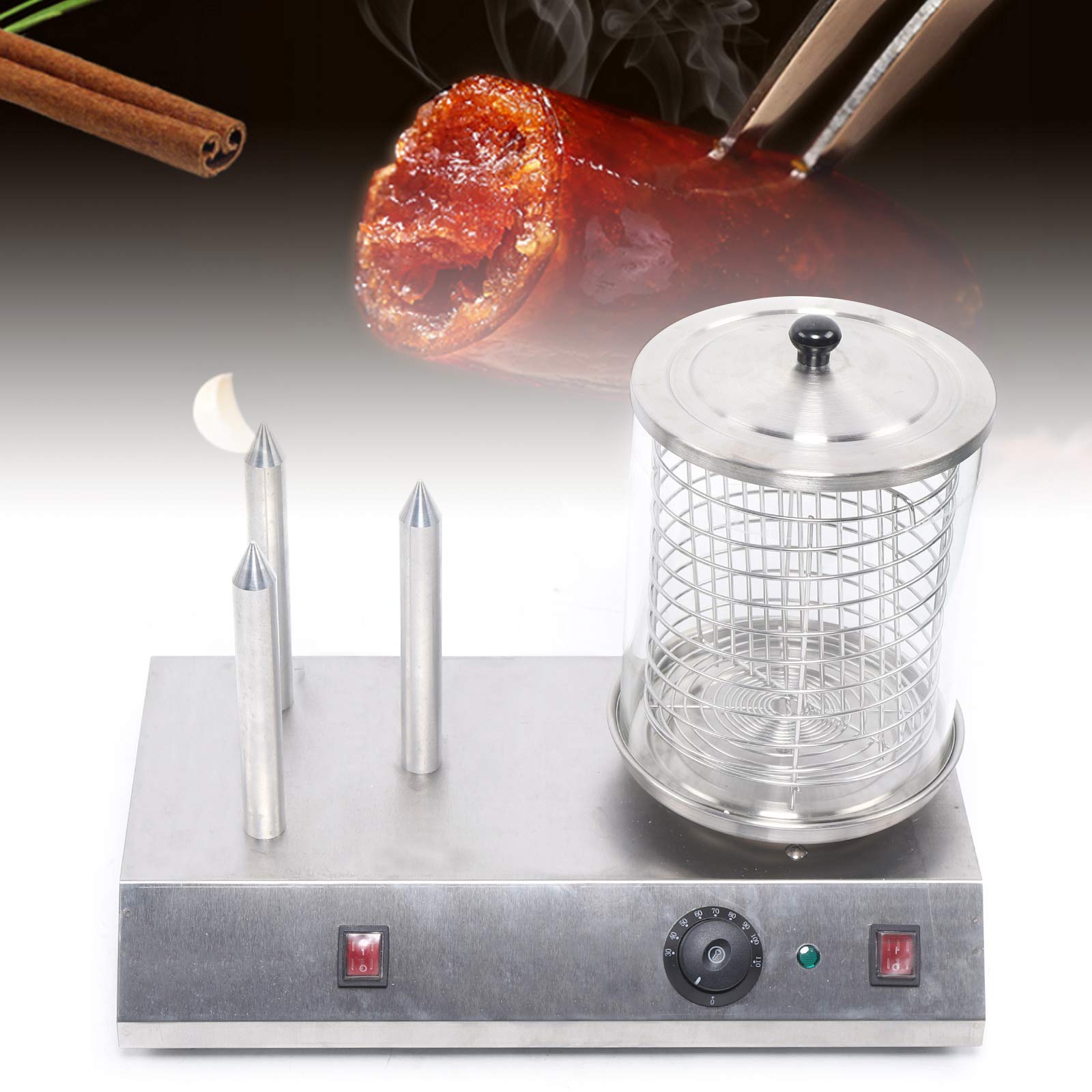 Commercial Electric Hot Dog Steamer 408W 110V - Stainless Steel Hot Dog & Bun Warmer - Perfect for Hot Dogs, Sausages, Egg Rolls - Ideal for Restaurants, Food Trucks, Cinemas & Stadium Concessions