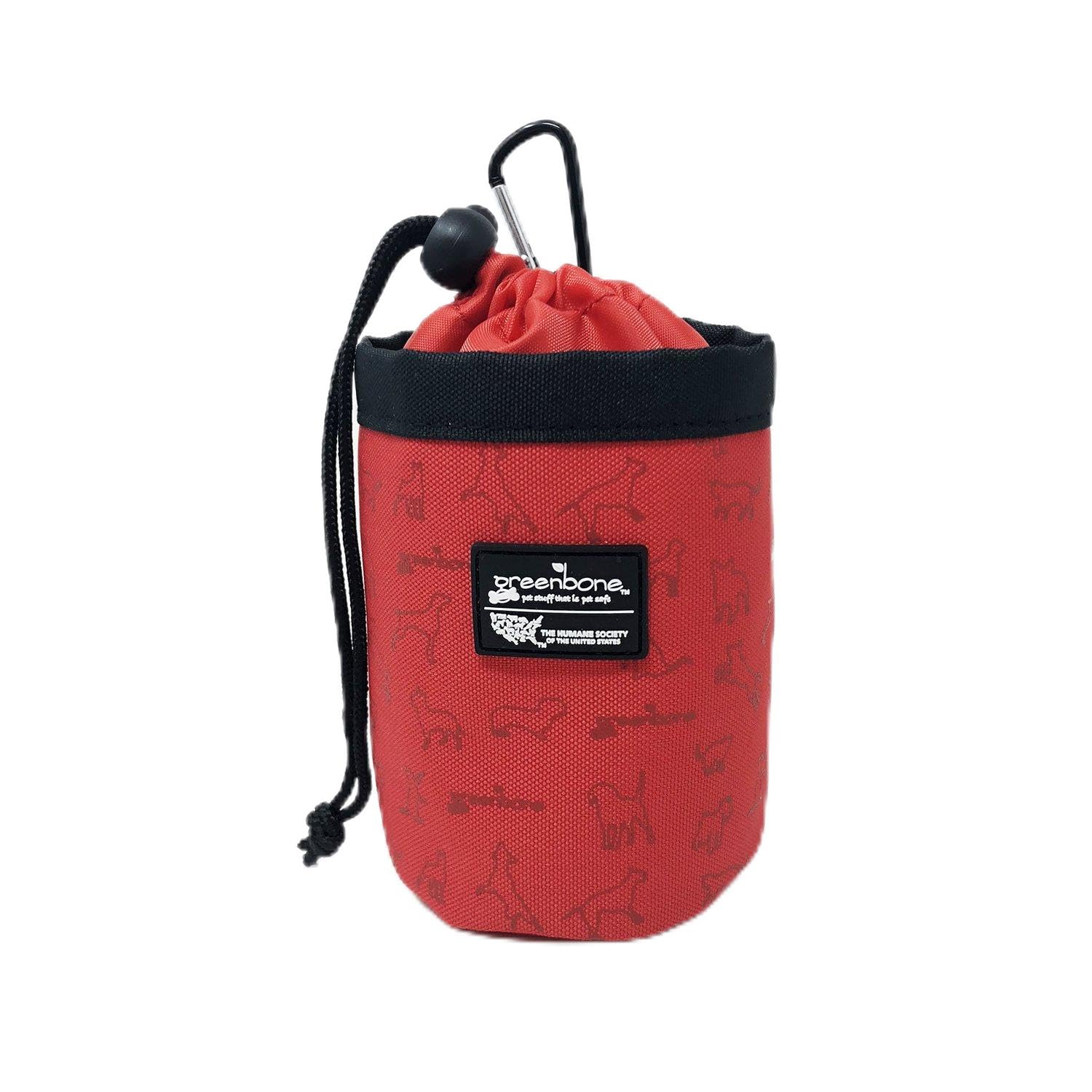 Humane Society Nylon Dog Treat Pouch - Red | Portable Training Reward Bag for Walking, Hiking & Outdoor Adventures