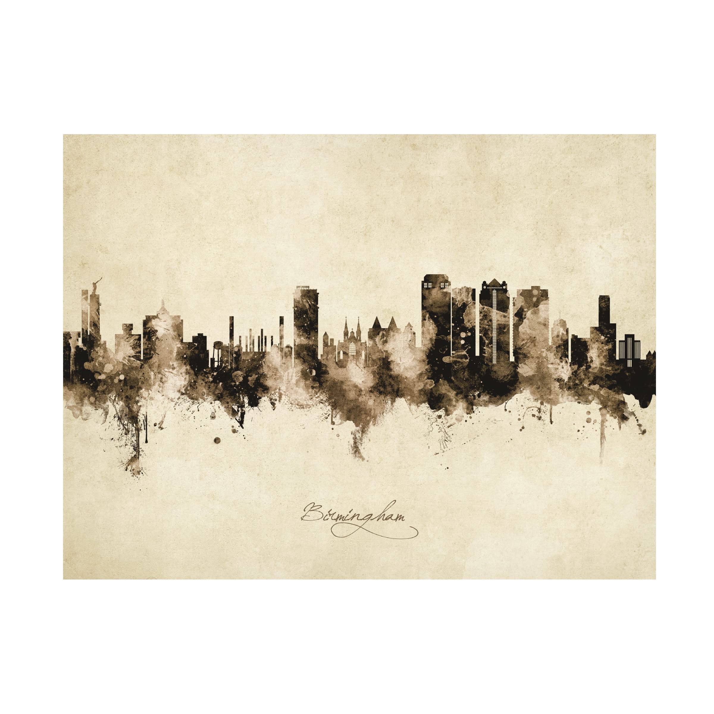 Michael Tompsett Birmingham Alabama Skyline Vintage Canvas Art Print - Premium Wall Decor for Living Room, Office & Bedroom