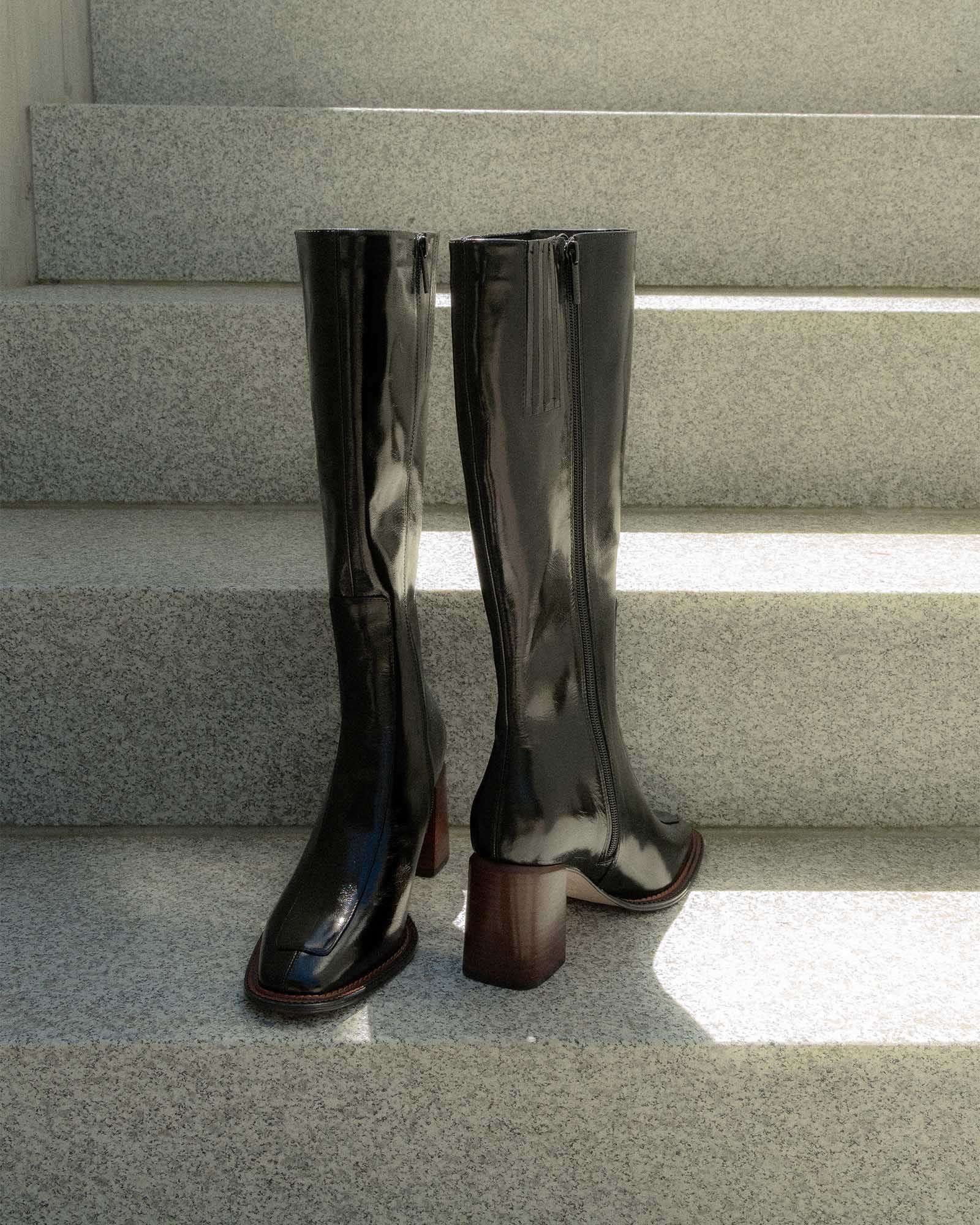 Divine Knee High Boots for Women - Black Leather Boots for Fashion & Comfort - Perfect for Office, Party & Winter Outfits