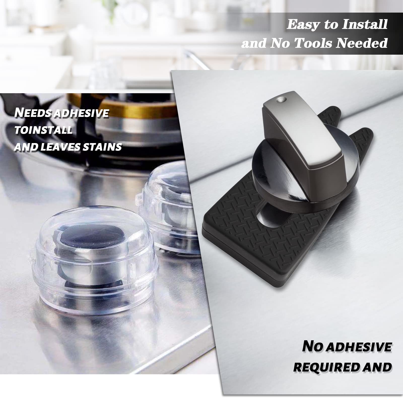 Child Safety Stove Knob Covers - 6 Pack Gas Range Baby Proofing Locks, Easy Installation & Use (Black) | Protect Kids from Burns in Kitchen