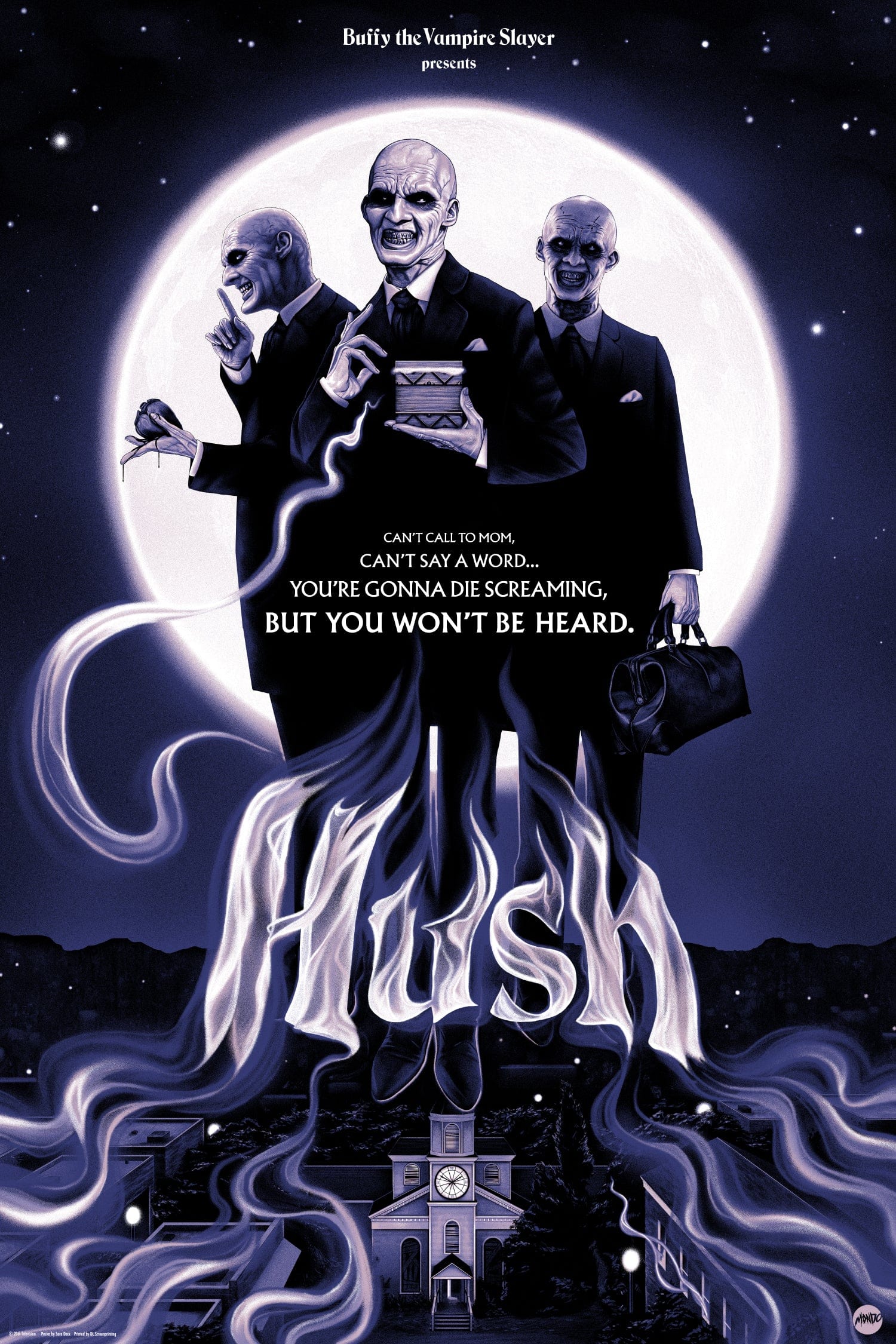 Buffy The Vampire Slayer: Hush Screenprinted Poster - Gothic Wall Art Decor for TV Show Fans, Bedroom & Living Room Aesthetic