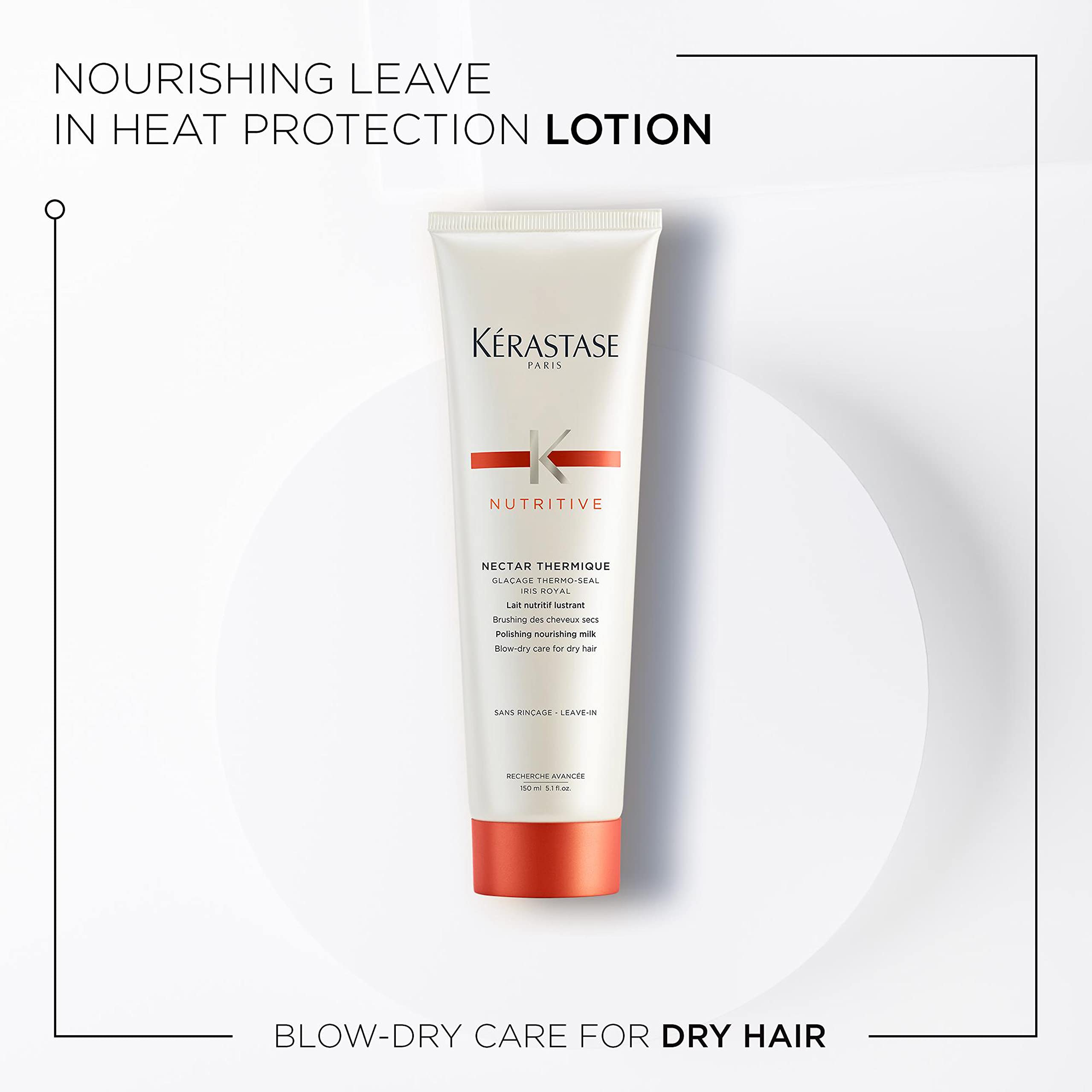 Kérastase Nutritive Nectar Thermique - Anti-Frizz Blow Dry Milk for Dry to Thick Hair | Heat Protectant with Niacinamide | Reduces Frizz & Adds Shine | Perfect for Daily Styling & Salon-Like Blowouts at Home