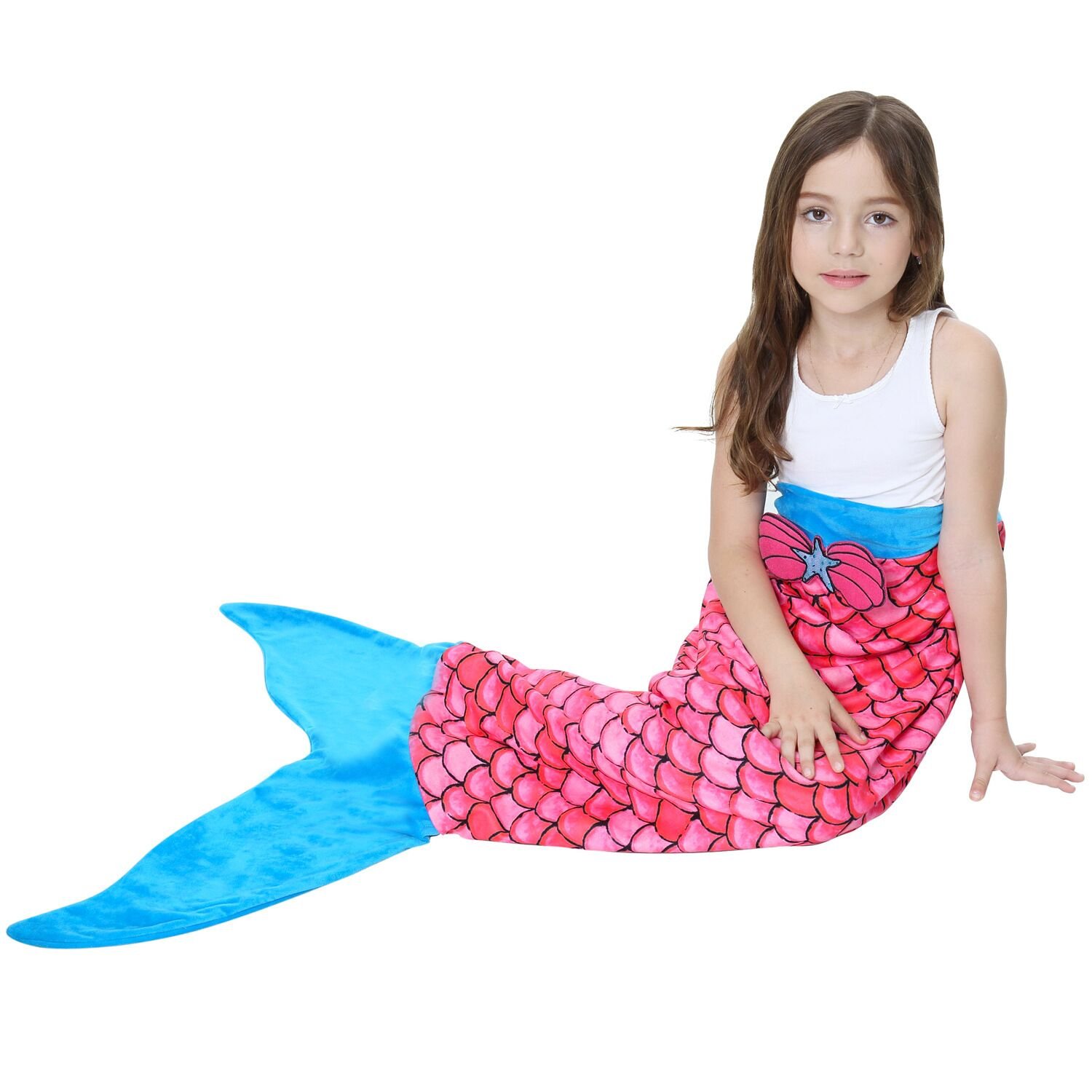 GreenBloom Mermaid Tail Blanket - Ultra Soft Polar Fleece Sleeping Bag for Kids & Teens - Cozy Christmas Gift in Turquoise & Red - Perfect for Sleepovers, Movie Nights & Winter Snuggles