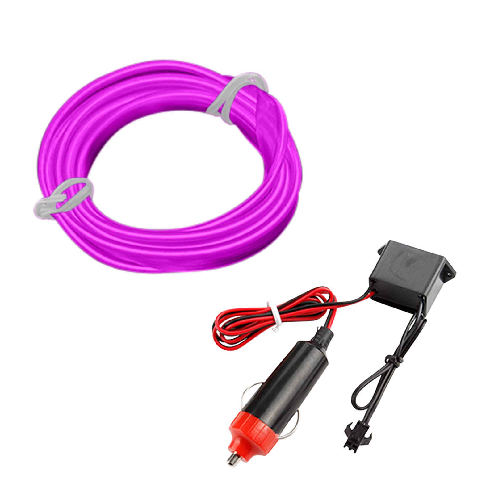 EL Wire Neon Lights for Cars - Interior & Exterior LED Strip Lights DIY Decoration (16.4ft/5m, Purple) - Perfect for Car Customization, Night Driving & Party Decor