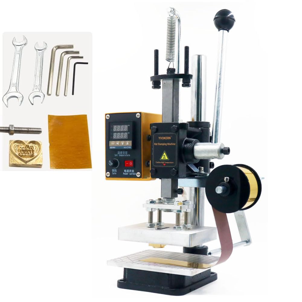 10x13cm Manual Hot Foil Stamping Machine - Leather & Paper Heat Press for Crafting, Embossing, Branding with Brass Molds (Perfect for DIY Projects, Wedding Invitations, Leather Goods & Wood Branding)