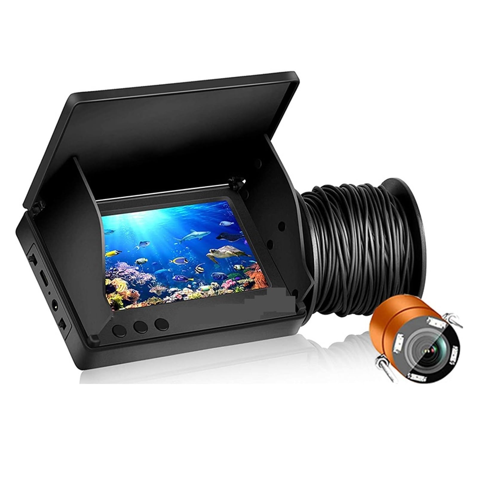 **Underwater Fishing Camera with 5.0/4.3 Inch LCD Display - 1080P HD, 220° Wide Angle, 9-Hour Night Vision, Waterproof for Ice, Lake, Sea, Boat & Kayak Fishing (30m Cable) - Perfect for Deep Sea, Freshwater & Ice Fishing Adventures**