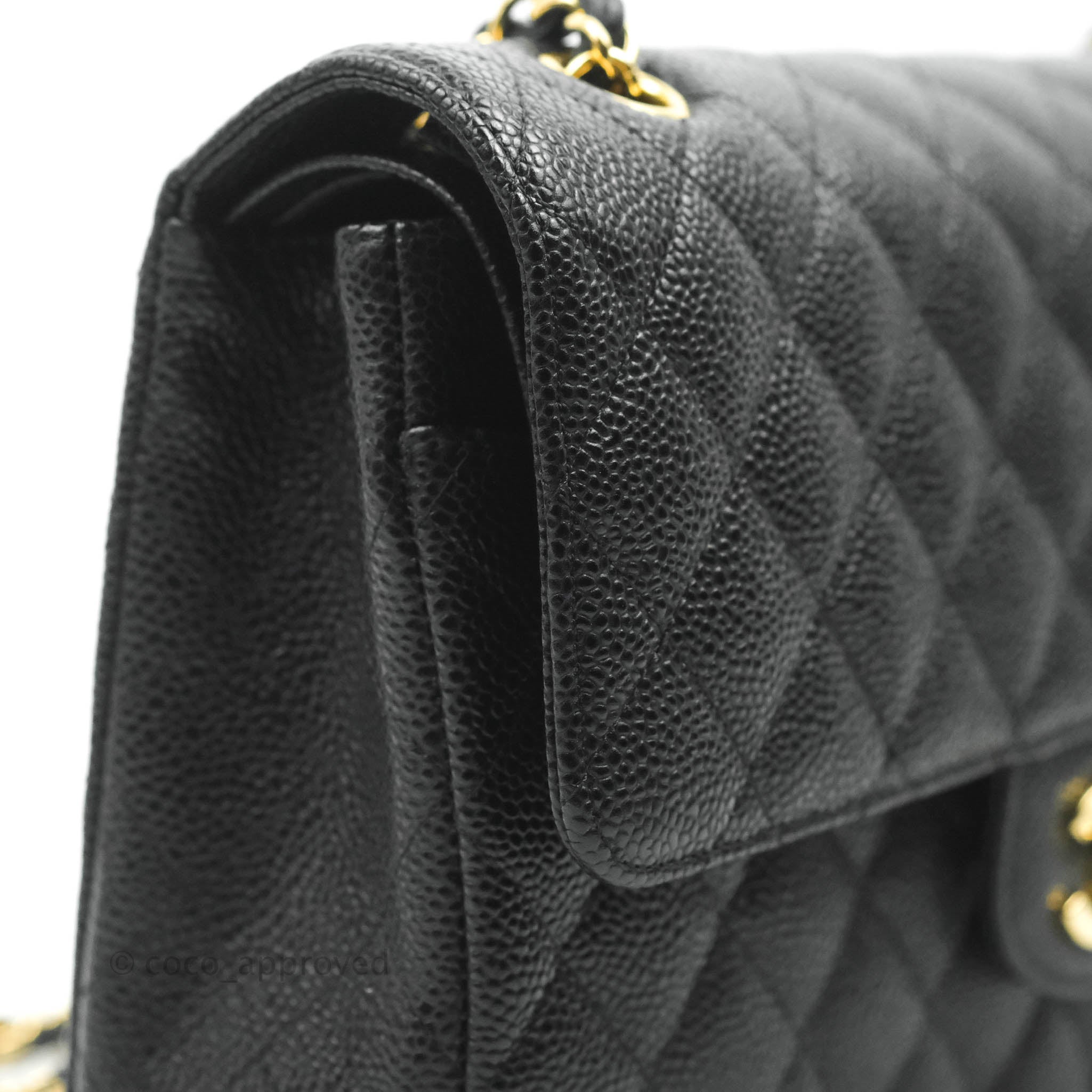 Chanel Classic M/L Medium Double Flap Bag in Black Caviar Leather with 24K Gold Hardware - Luxury Handbag for Women, Perfect for Evening Events & Special Occasions