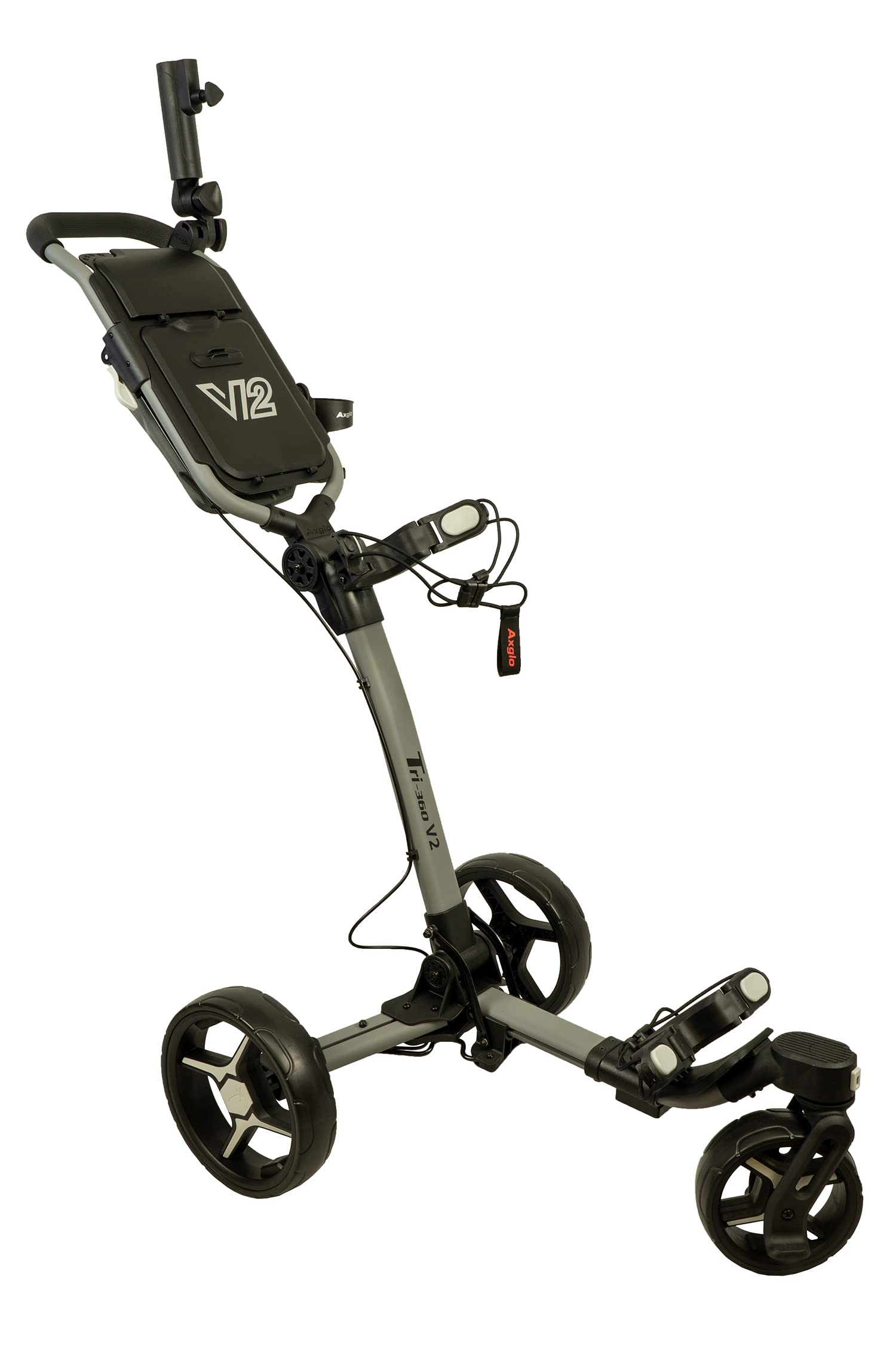 V2 Golf Push Cart - Compact & Collapsible with Swivel Front Wheels - Includes Umbrella Holder & Beverage Holder - Perfect for Golf Courses & Outdoor Sports