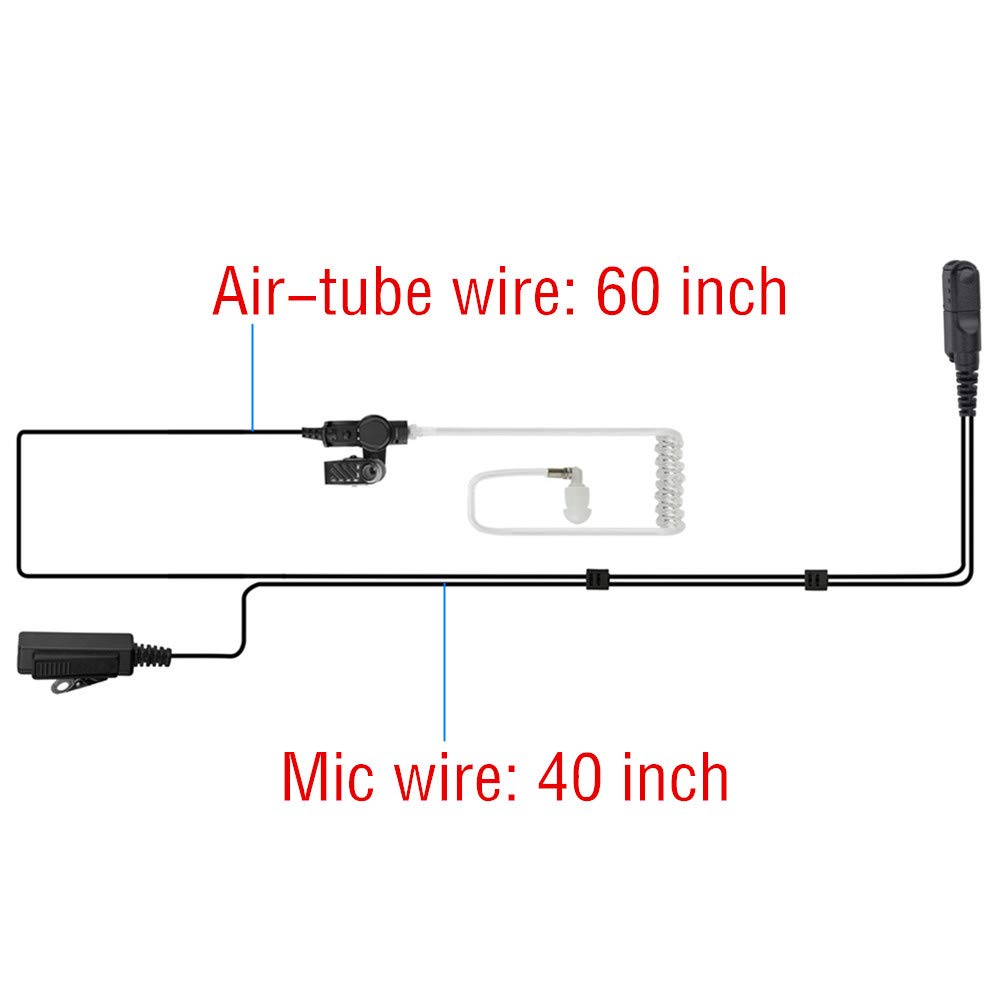 FBI Earpiece for Motorola XPR3300e XPR3500e XPR3300 XPR3500 Two-Way Radio - Covert Surveillance Headset with Noise-Canceling Mic & PTT Button - Ideal for Security, Law Enforcement & Tactical Operations