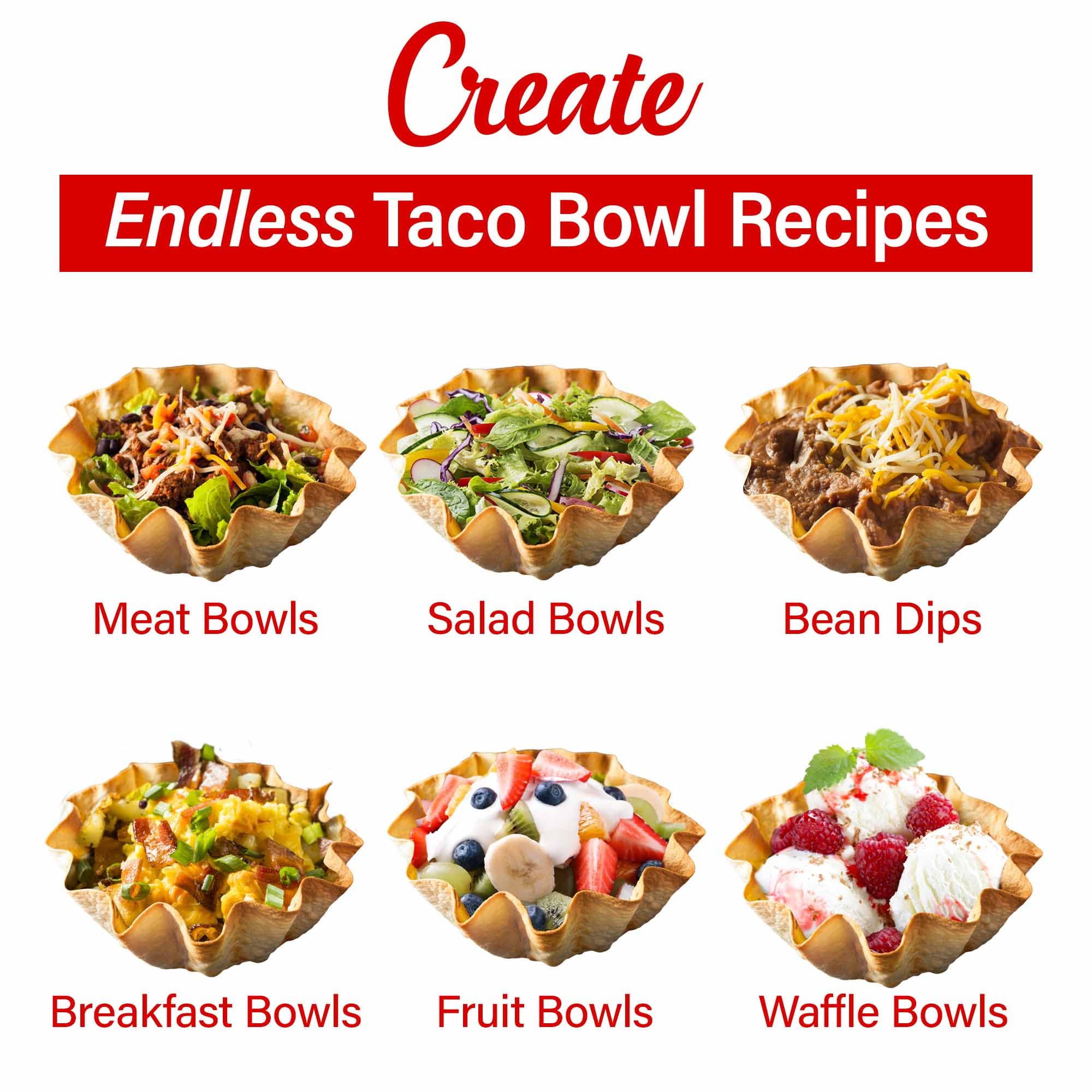 Brentwood TS-257R 750W Electric Taco Bowl Maker - Red | Fast & Easy Taco Shells for Parties, Nachos & Mexican Food Night | Commercial & Home Kitchen Use