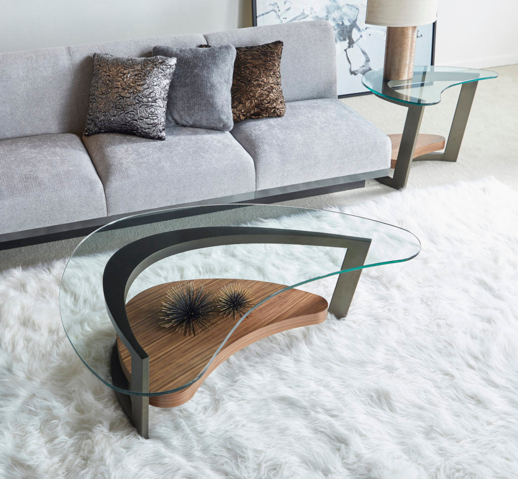 Elite Modern Maui Walnut & Metal Accent Table - Stylish Side Table for Living Room, Bedroom, or Office Decor