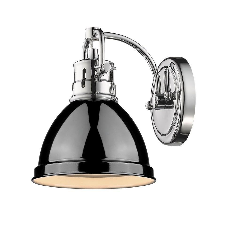 Classic Chrome Vanity Light with Black Shade - 8.5