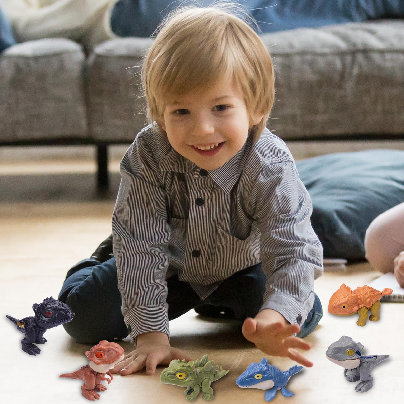 6 Pack Dinosaur Action Figures with Movable Jaws - Snap Squad Dino Toys for Kids Ages 3+ - Realistic Dinosaur Figures for Pretend Play, Learning & Collecting - Perfect Gift for Halloween, Easter, Christmas, Birthday & Thanksgiving