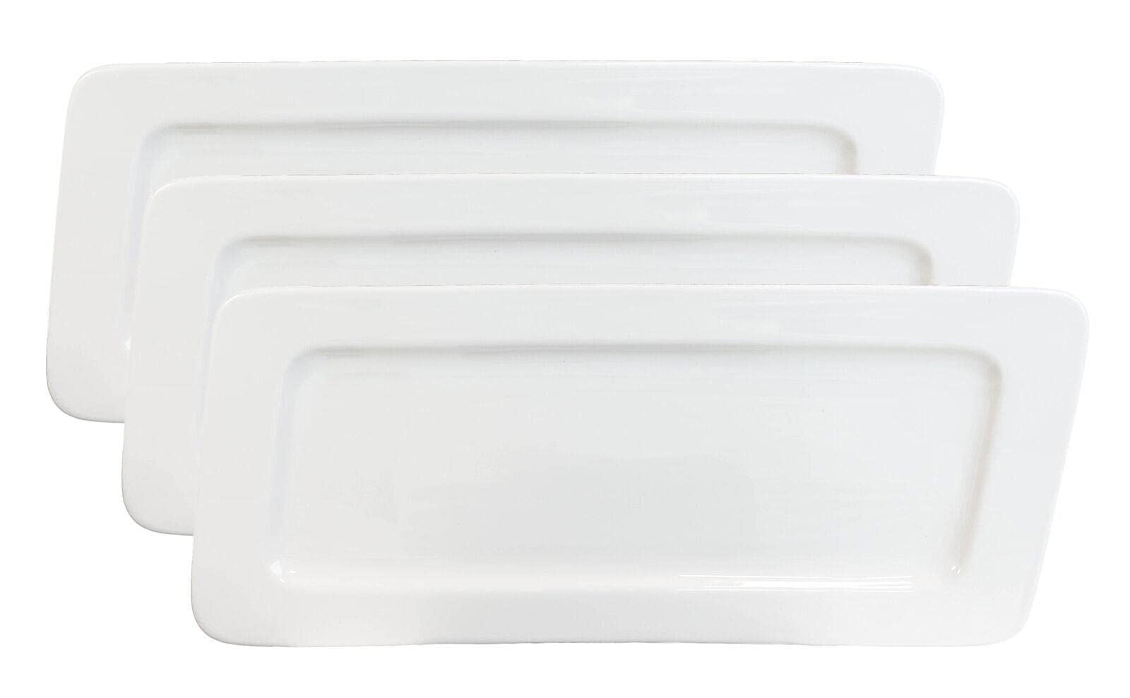 PayoderTY Set of 3 Modern White Porcelain Rhomboid Serving Platters - 15