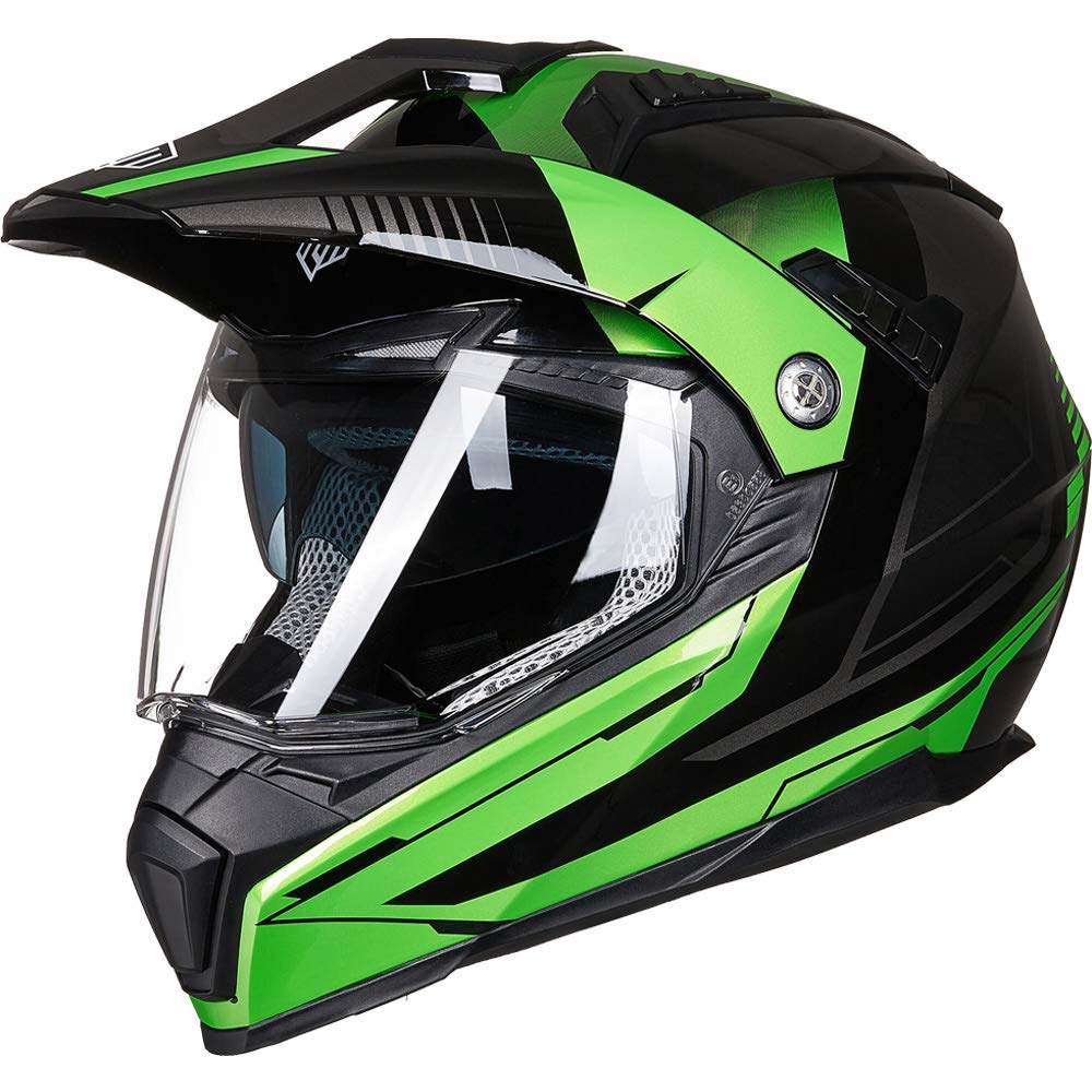ILM Off Road Motorcycle Helmet DOT Certified - Dual Sport Full Face Helmet with Sun Visor for Dirt Bike, ATV & Motocross Riding - Model 606V - Perfect for Trail Riding, Adventure Tours & Off-Road Racing