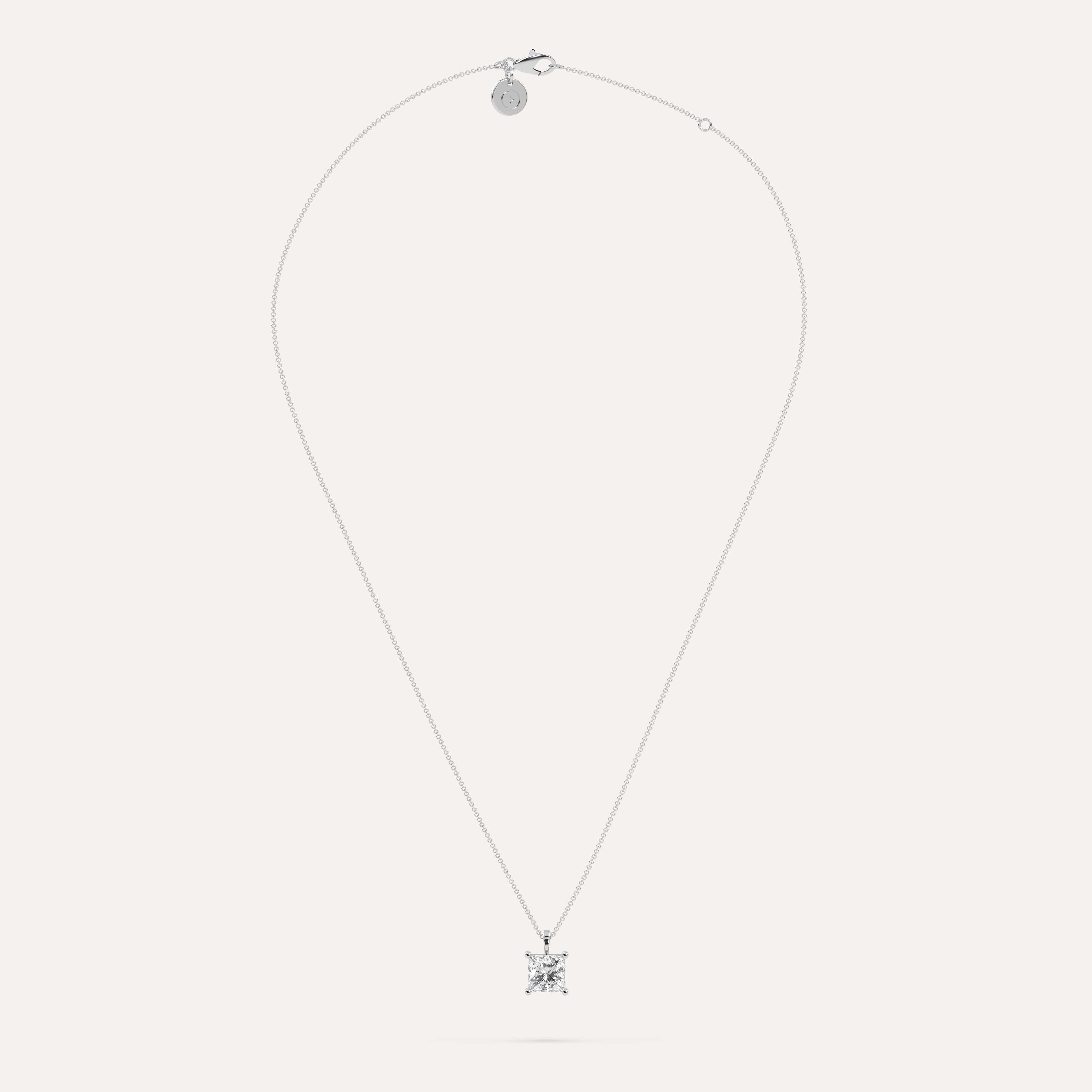 2 Carat Princess Cut Diamond Pendant Necklace - 14K White Gold Solitaire Necklace for Women - Perfect for Anniversary, Engagement & Special Occasion Gifts