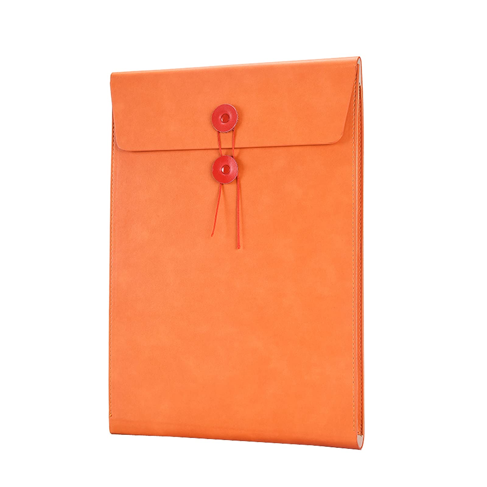 Premium PU Leather A4 File Folder - Document Holder with String Tie Closure, 3/4 Inch Expansion, Orange | Organize Office Files, School Projects, Business Documents & Important Papers