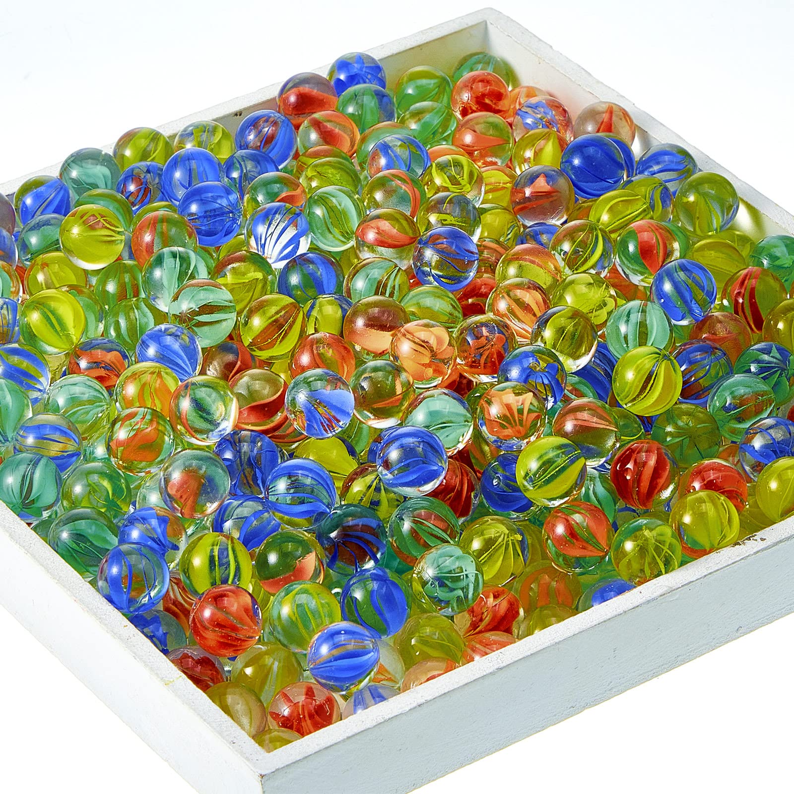 500-Piece Colorful Glass Marbles Set - 0.56 Inch Cat Eye & Solid Marbles for DIY Crafts, Kids Slingshot, Home Decor & Chinese Checkers Game - Perfect for Party Favors, Vase Fillers & Sensory Play
