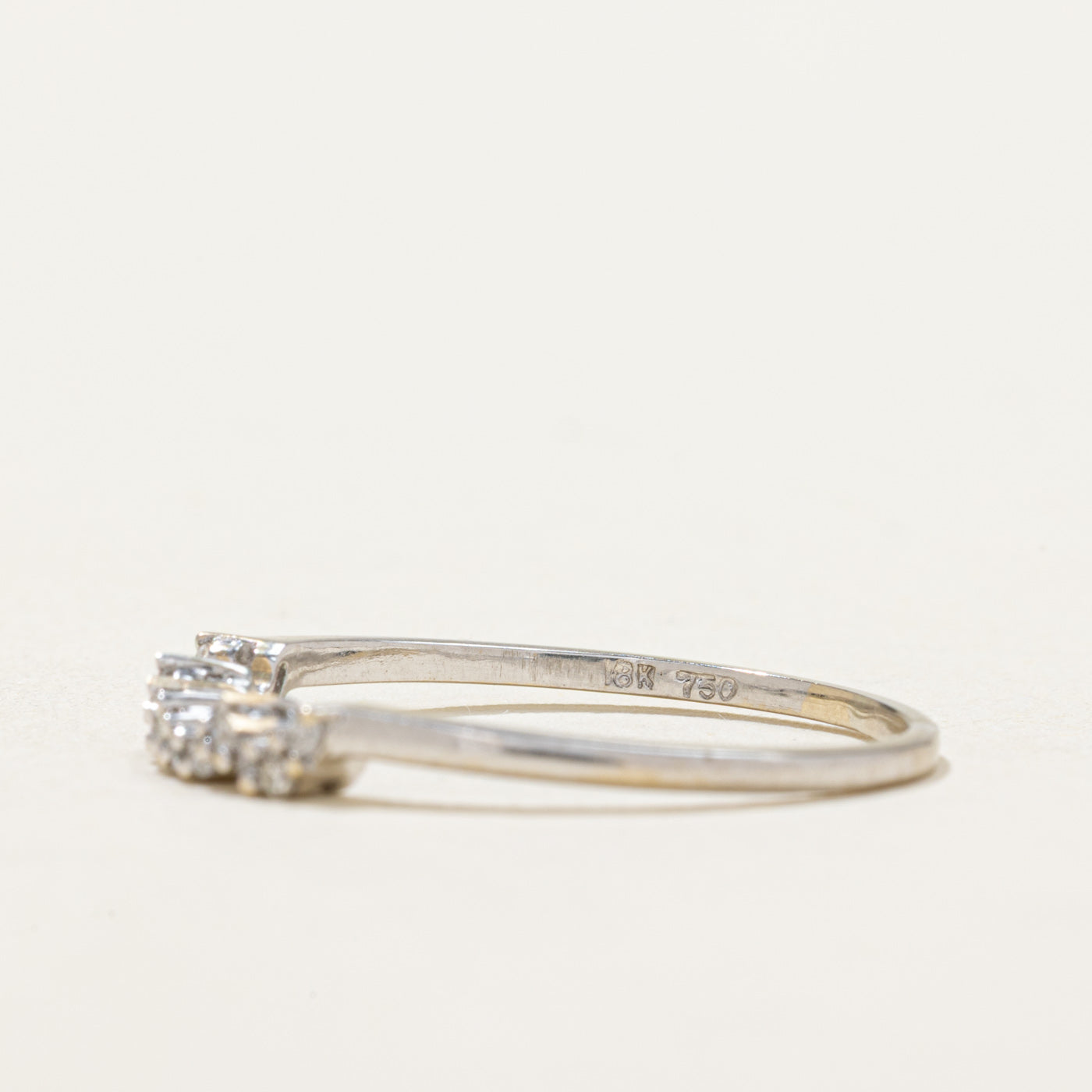 18K White Gold Diamond Contour Ring - 0.075ctw Natural Diamonds - Size 8 - Elegant Wedding Band & Anniversary Gift for Women