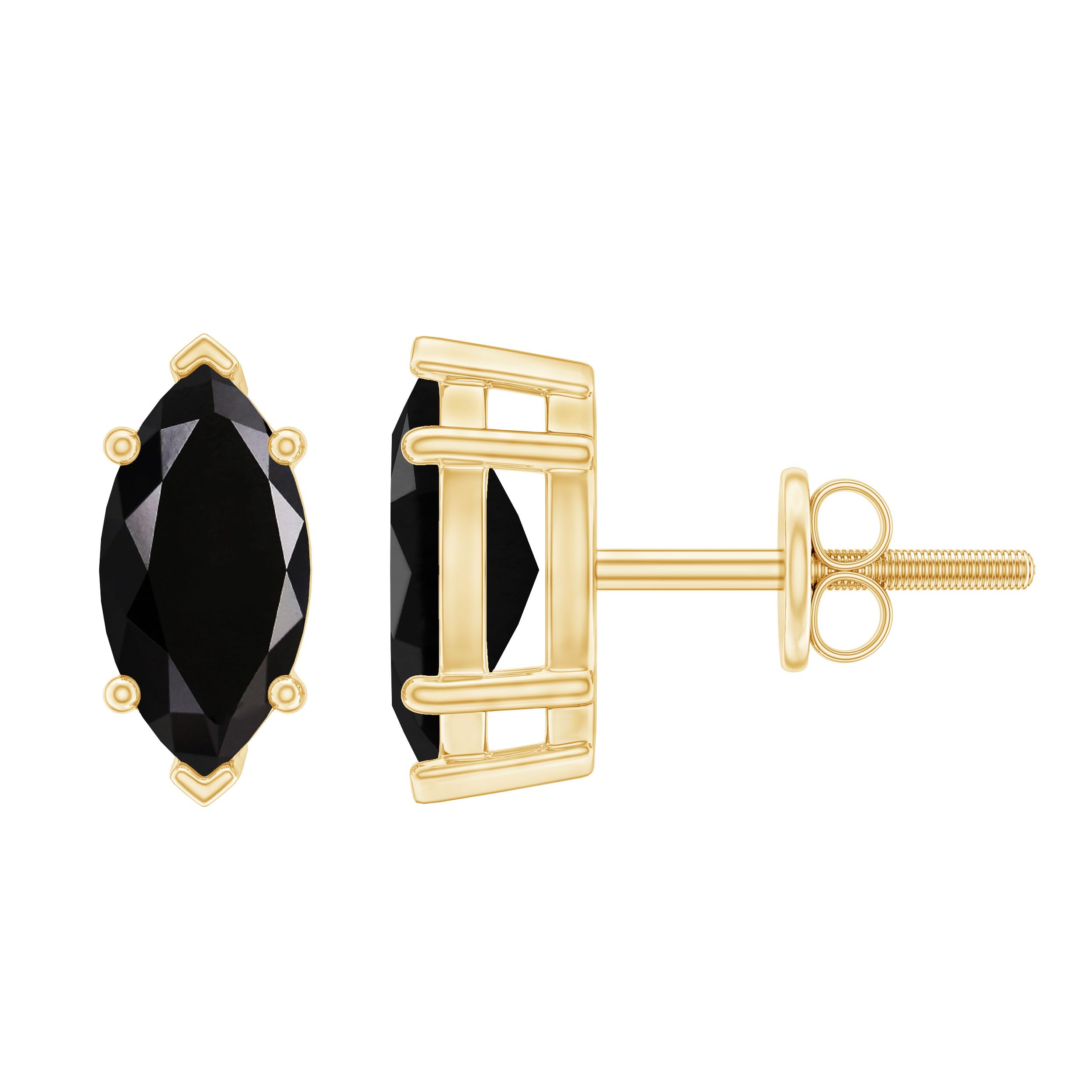 Natural Black Spinel Solitaire Stud Earrings for Women - Hypoallergenic Sterling Silver Earrings - Perfect Birthday, Anniversary & Valentine's Day Jewelry Gift for Her - Elegant Everyday Wear & Special Occasion Accessories