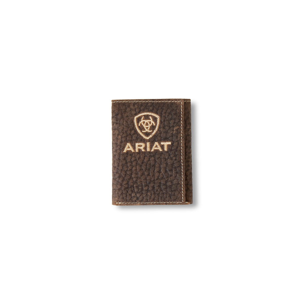 Ariat Men's Bull Hide Brown Leather Trifold Wallet - Durable & Stylish for Everyday Use, Travel, and Business