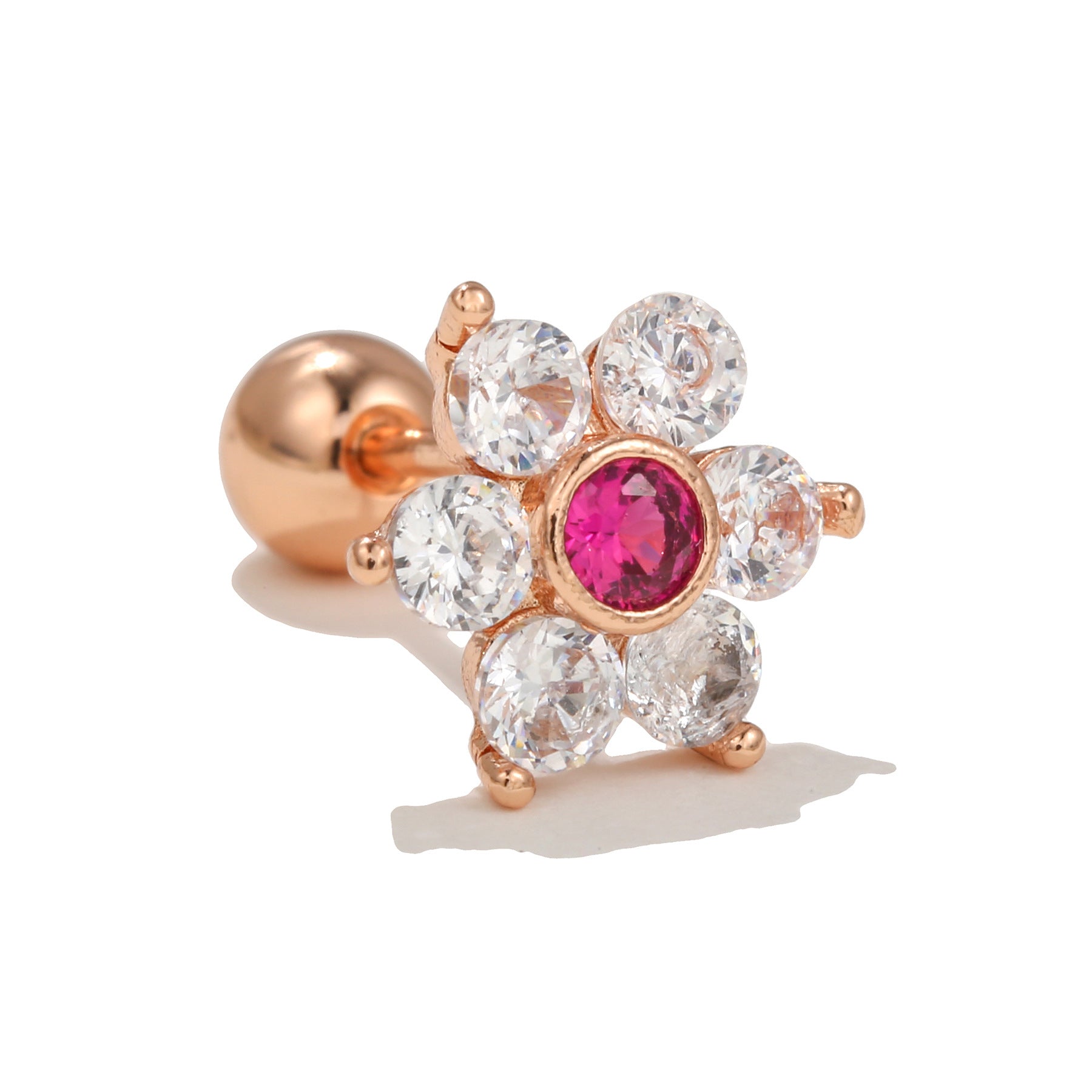 20G Cartilage Flower Stud Earrings, CZ Conch Stud Earrings, Dainty Gold Stud Earrings for Women | EGD0532 | Perfect for Everyday Wear, Parties & Gifts