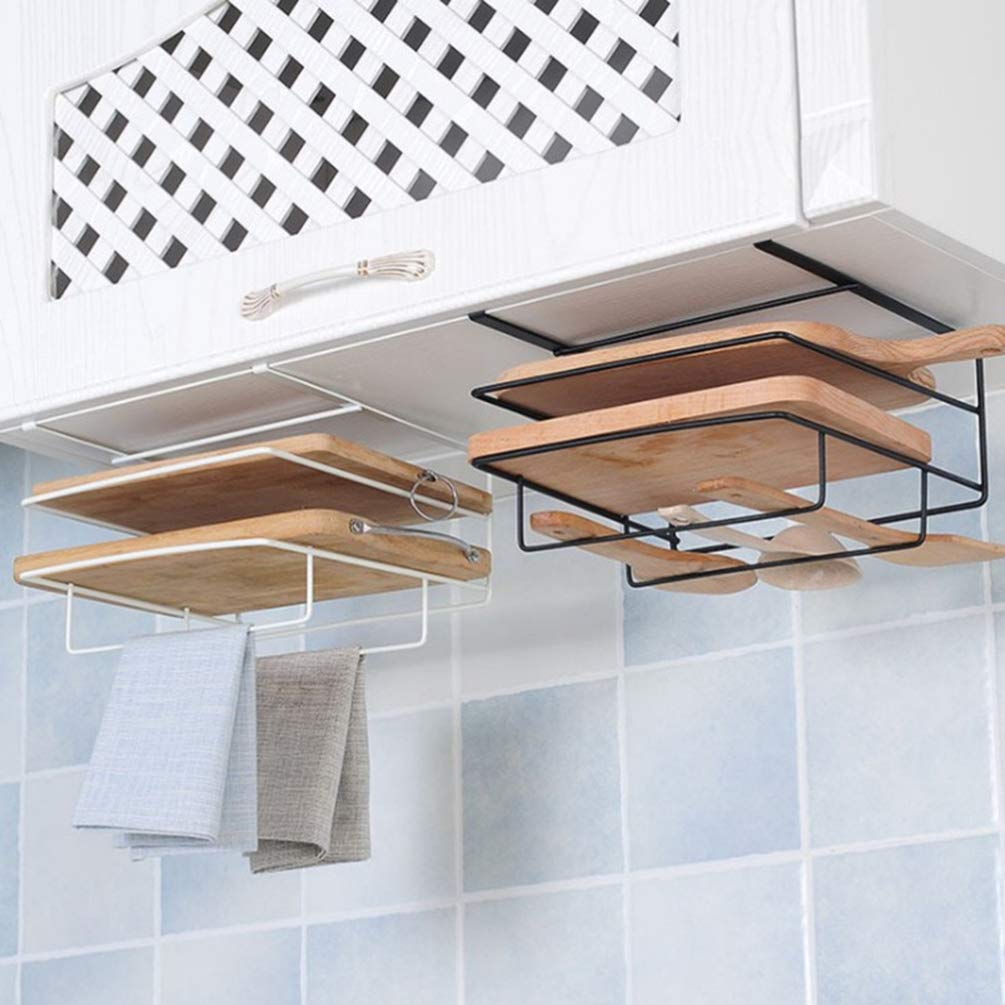 Premium Wall-Mounted Cutting Board Rack - Over Cabinet Door Organizer for Kitchen & Bathroom Storage | Space-Saving Chopping Board Holder | Durable White Kitchen Organizer for Utensils, Sponges & Cleaning Supplies
