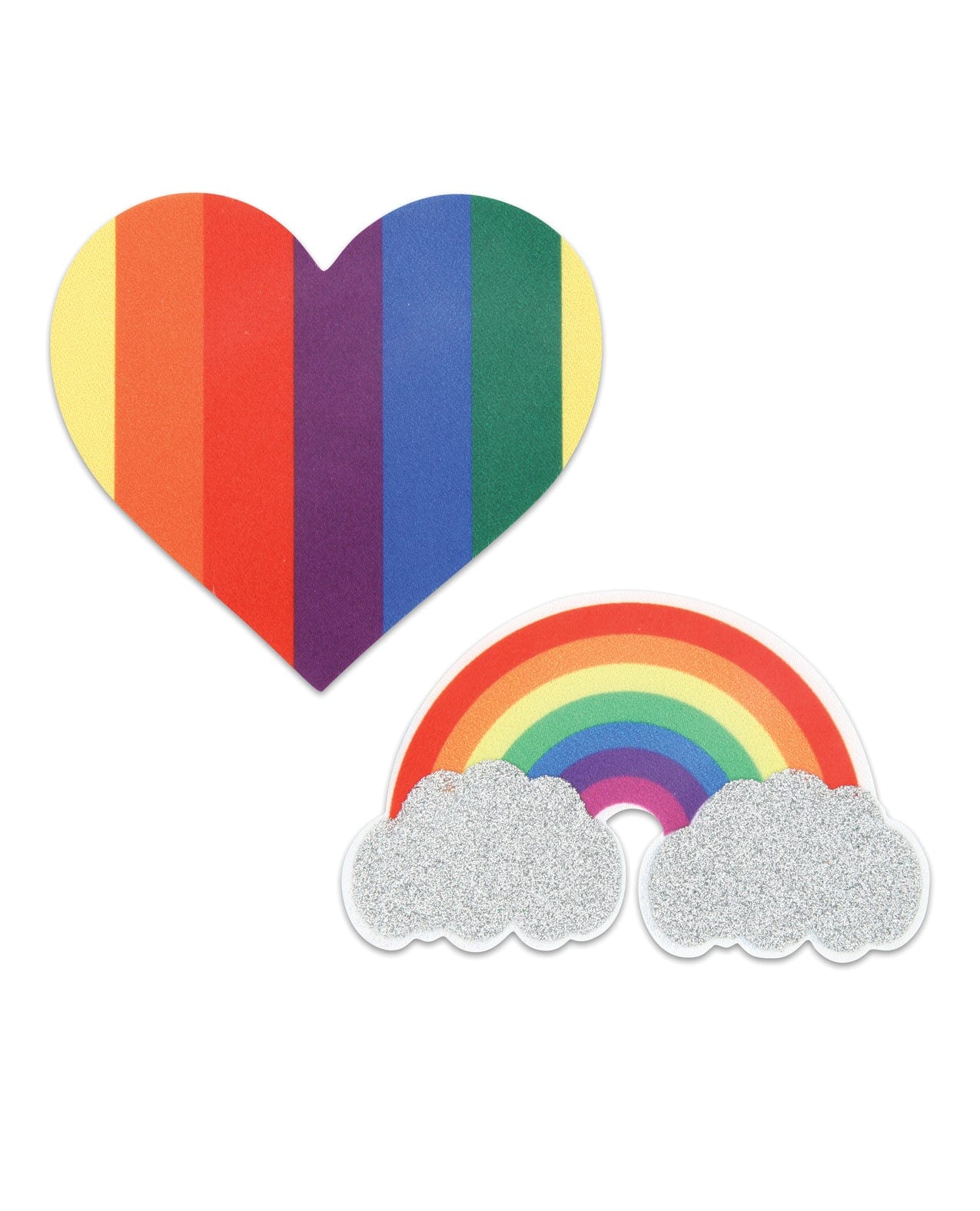 Glitter Rainbow & Heart Pasties - Pride Accessories for Festival, Cosplay & Burlesque Performance