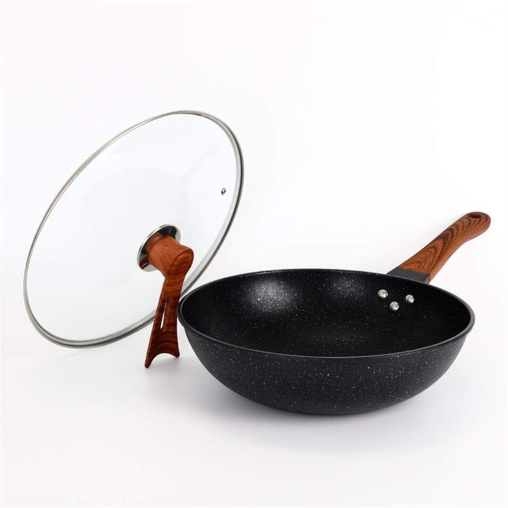 Non-Stick Frying Pan & Wok - GBGYMJM Household Cookware for Gas Stove, Dual-Use Flat Bottom Pan for Stir Fry, Sauté & Deep Frying - Perfect for Home Kitchen, Camping & Outdoor Cooking