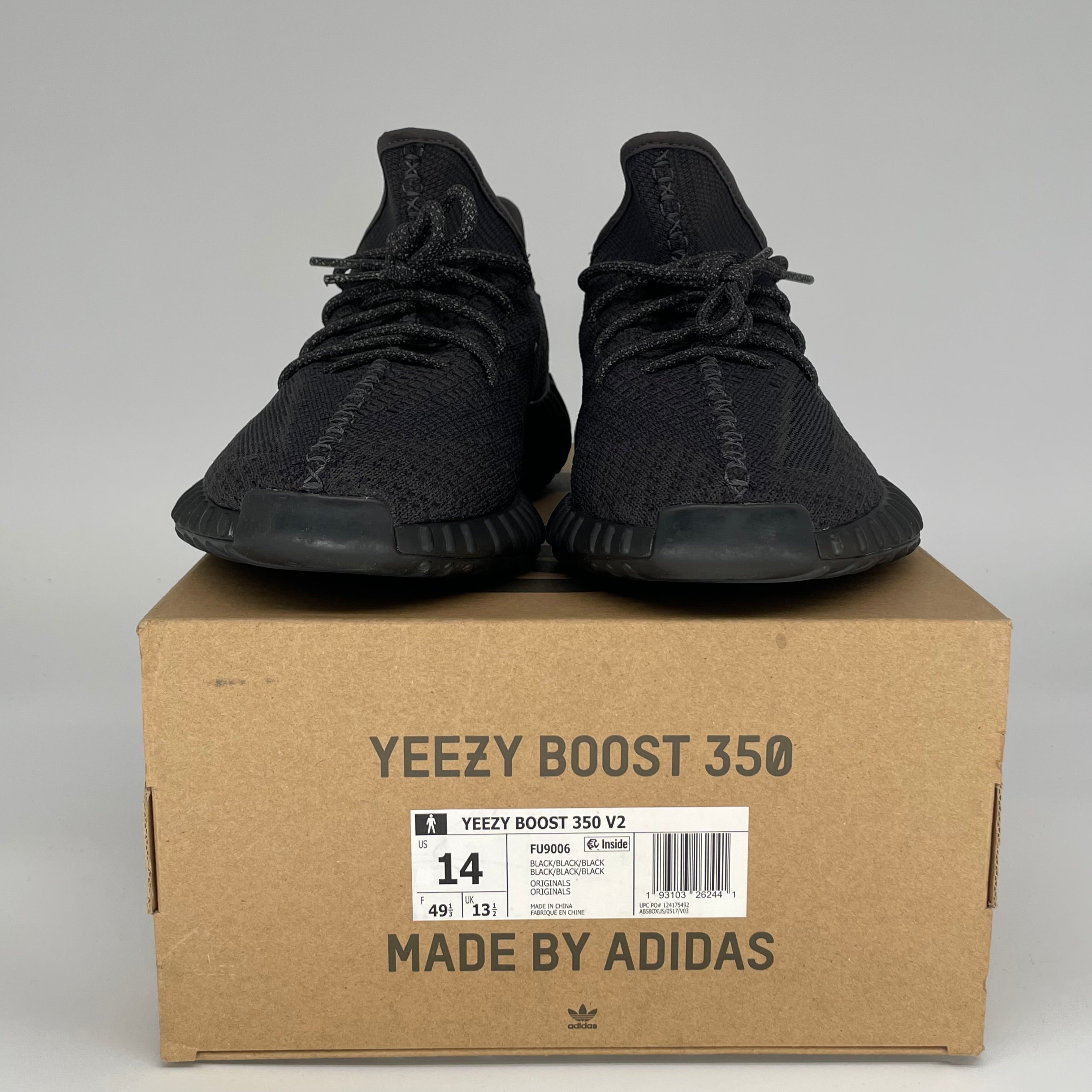 Adidas Yeezy Boost 350 V2 Black Non-Reflective Men's Running Shoes Size 14 (FU9006) - Perfect for Casual Wear, Gym Workouts & Street Fashion