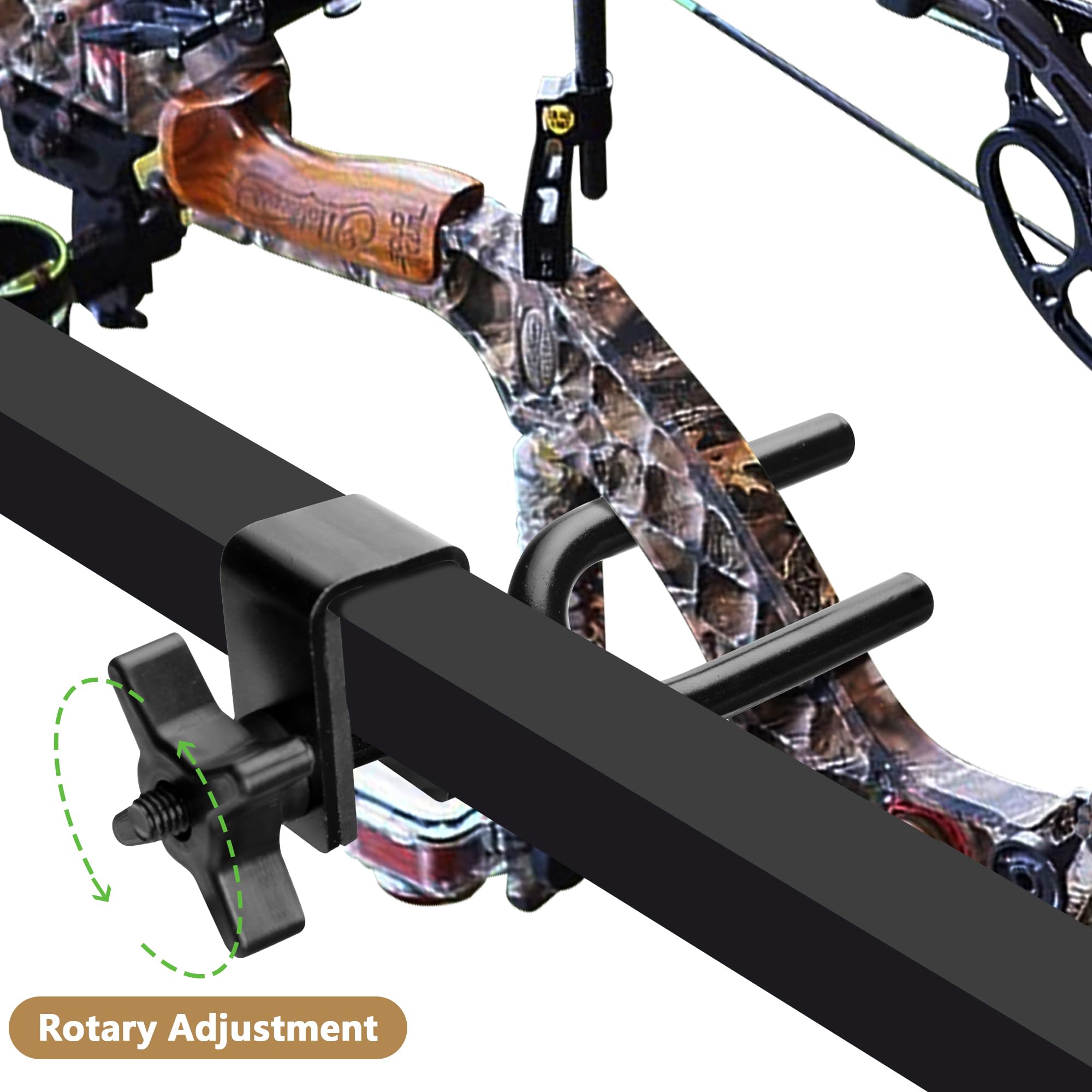 Adjustable 12-Teeth Tree Stand Bow Holder - Easy Install Hunting Bow Rest Accessory for Archery & Deer Hunting - Perfect for Treestand, Ground Blind & Outdoor Hunting Scenes