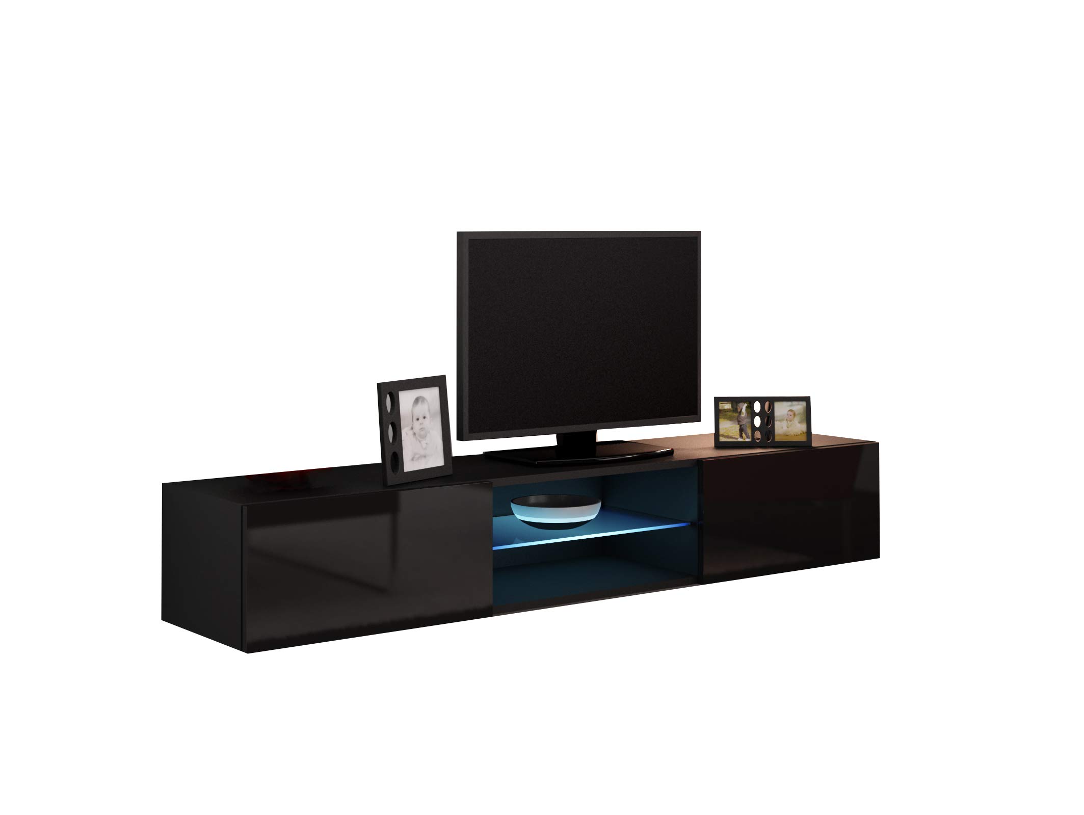 Premium LIDO Tempered Glass TV Stand - Modern Black TV Stand for Flat Screen TVs up to 65