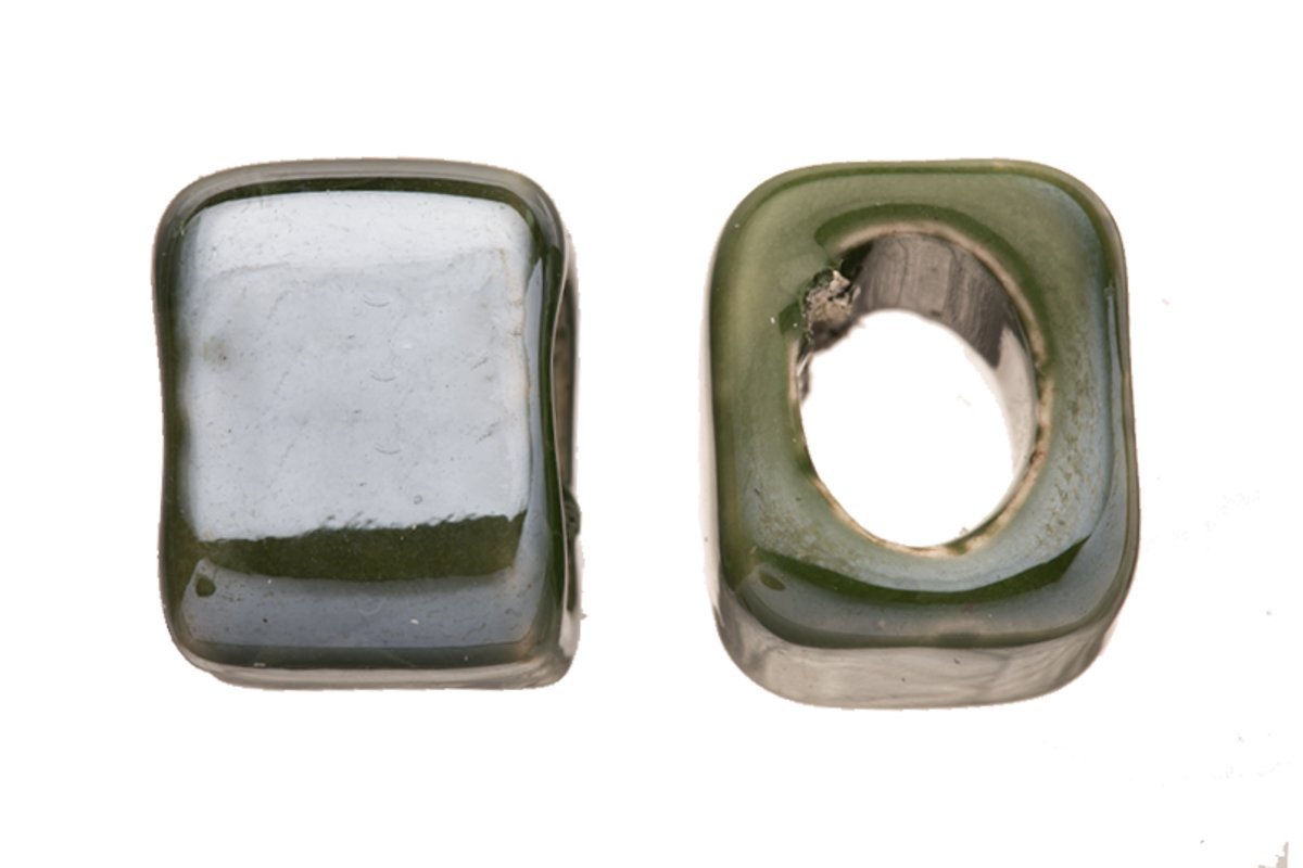 15pcs Forest Green Porcelain Slider Beads for Licorice Leather Bracelets - 15x12mm Cube Style Glaze Finish Beads for DIY Jewelry Making & Crafting - Perfect for Bohemian, Handmade & Fashion Accessories