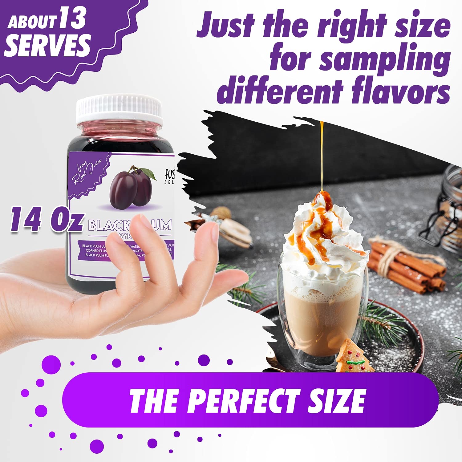 Fusion Select Mango Syrup - Natural Flavor Enhancer for Bubble Tea, Yogurt, Cocktails & Desserts | Made with Real Fruit Juice | 14oz Bottle | Perfect for Smoothies, Shaved Ice, Slushies & Soda Drinks